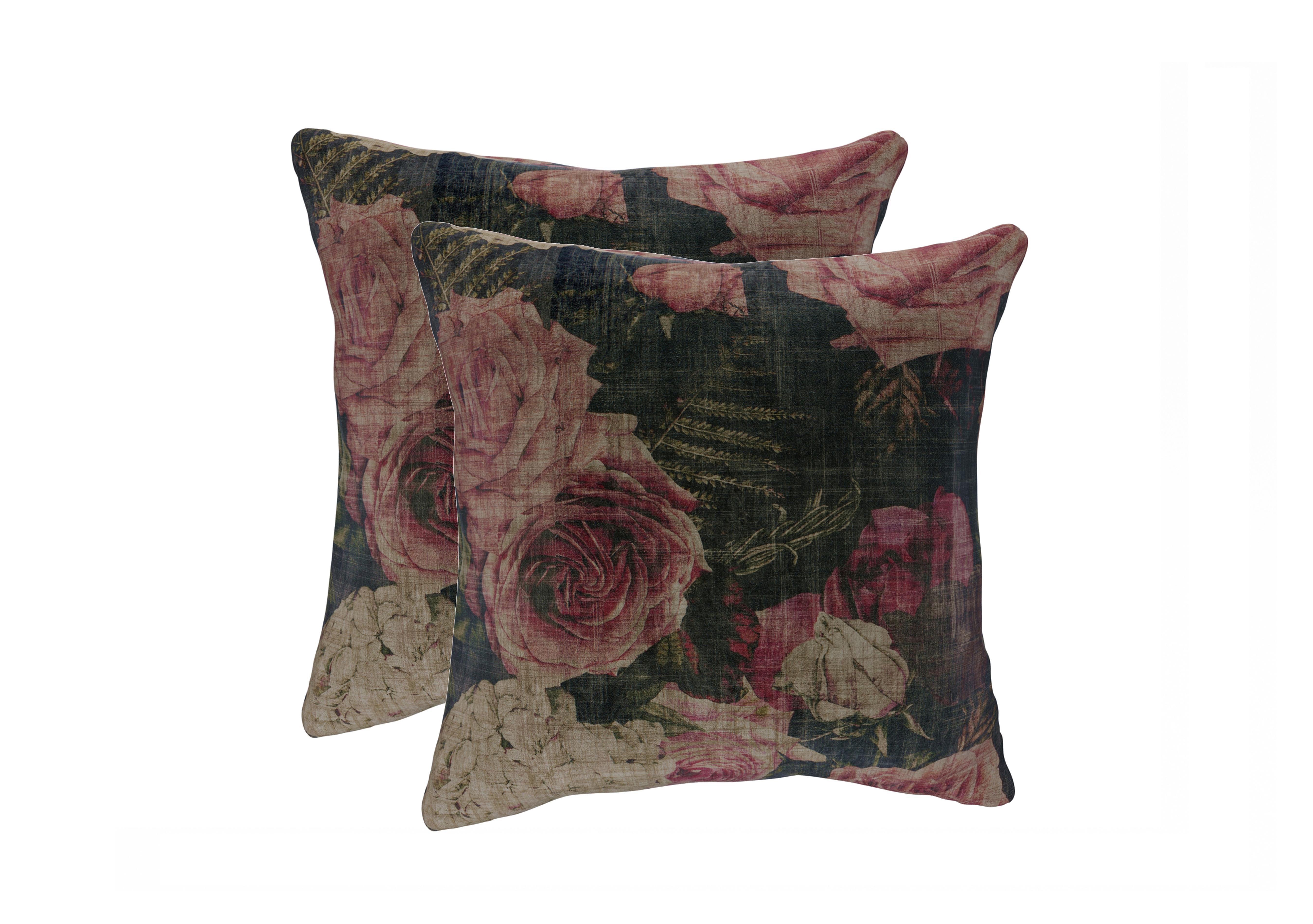 Pair of Large Scatter Cushions in Midros Midnight Garden Rose on Furniture Village