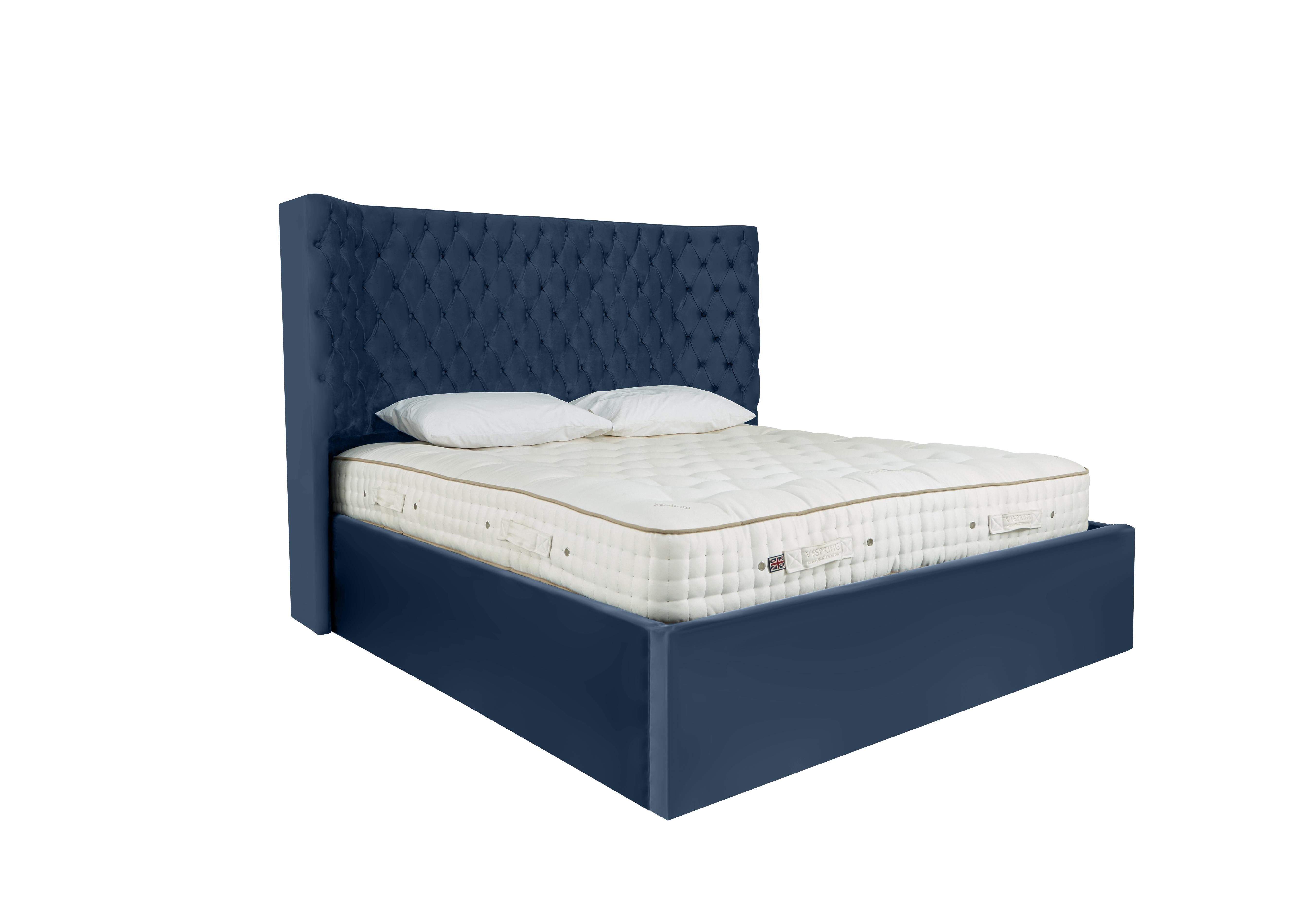Maximus Ottoman Bed Frame in Velvet Navy on Furniture Village