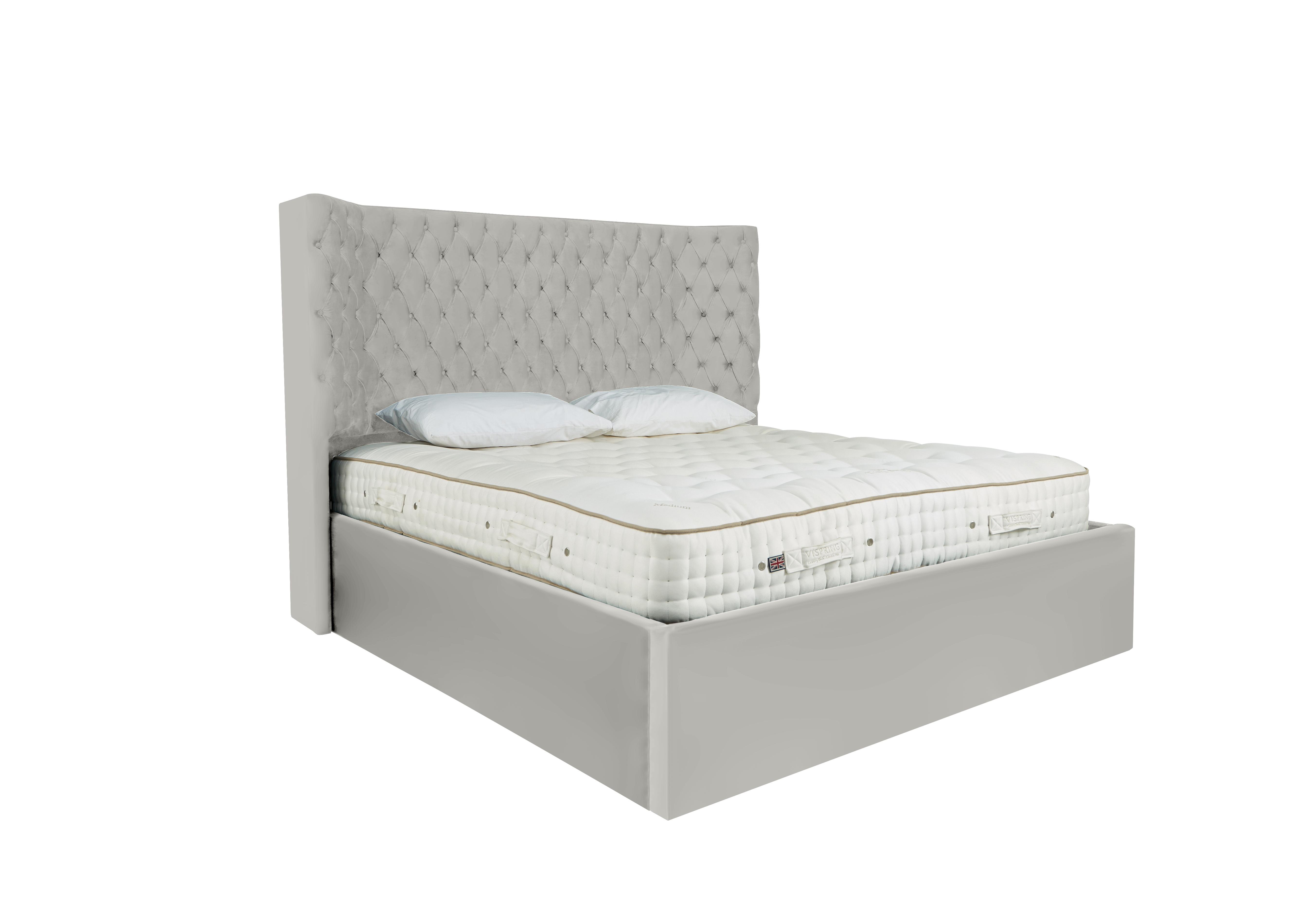 Maximus Ottoman Bed Frame in Velvet Silver on Furniture Village