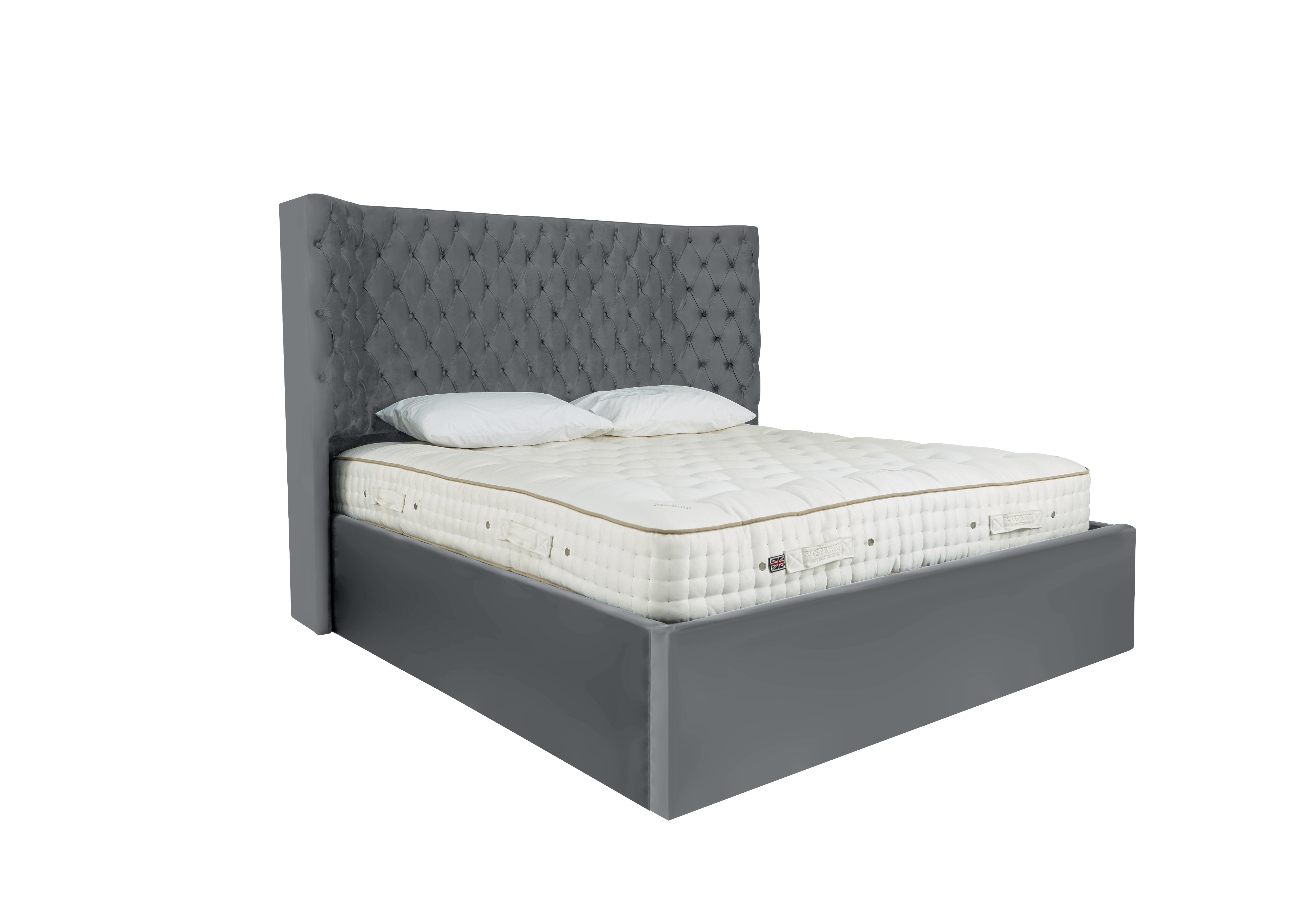 Maximus Ottoman Bed Frame in Velvet Steel on Furniture Village