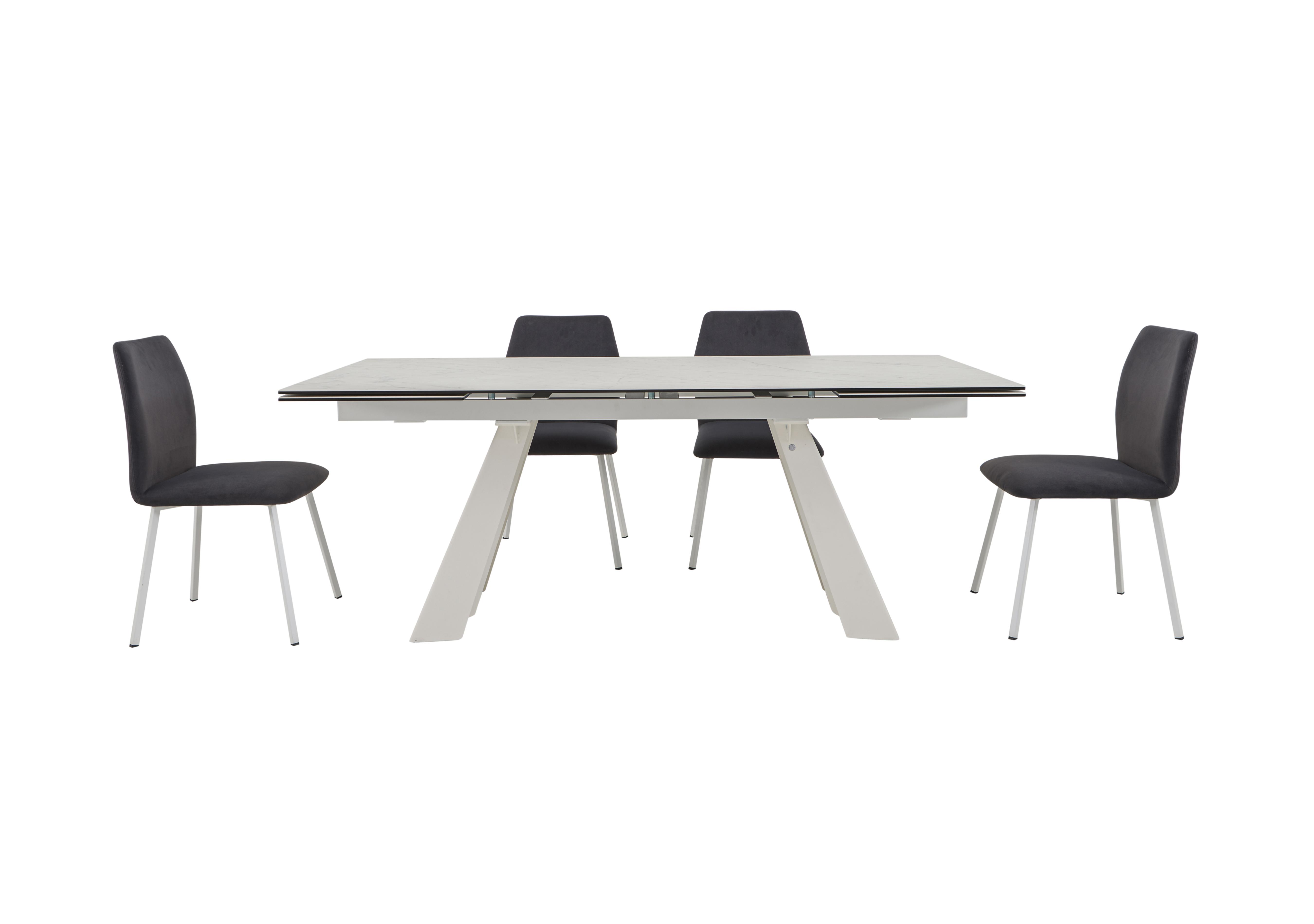 Wings Extending Dining Table and 4 Fixed Fabric Chairs in  on Furniture Village