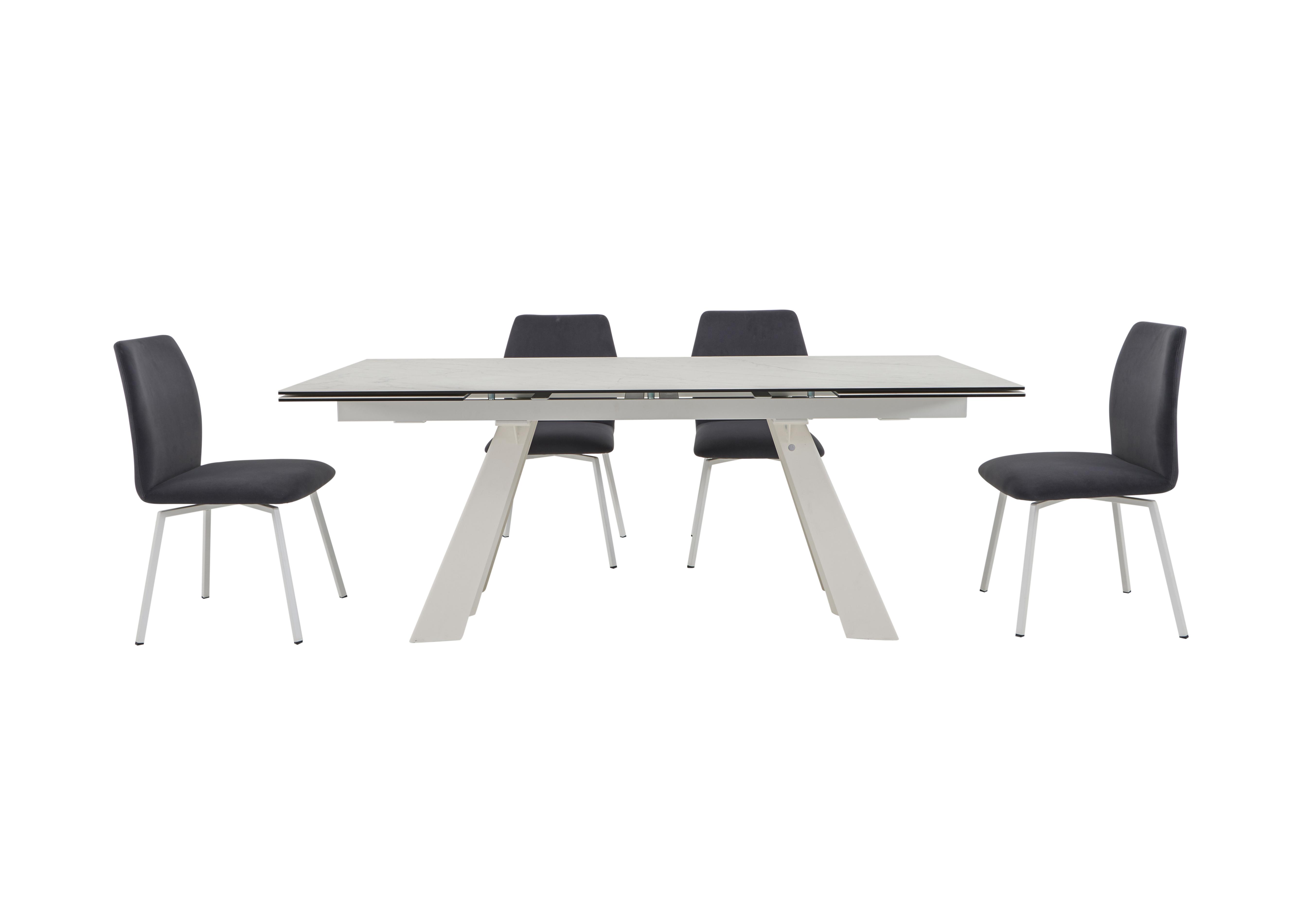 Wings Extending Dining Table and 4 Swivel Fabric Chairs in  on Furniture Village