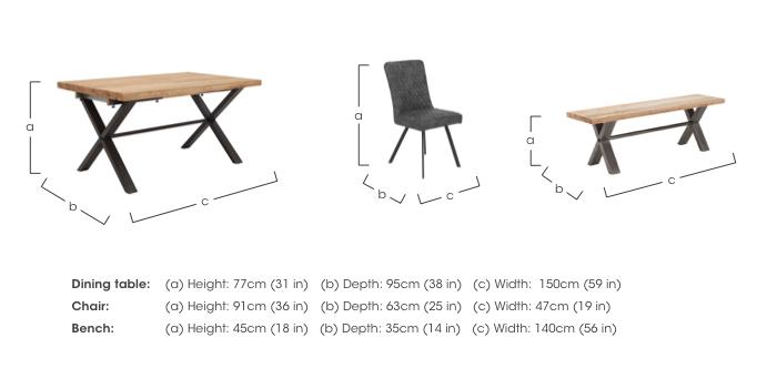 Earth Small Straight Edge Dining Table with Small Dining Bench and 2 Dining Chairs in  on Furniture Village