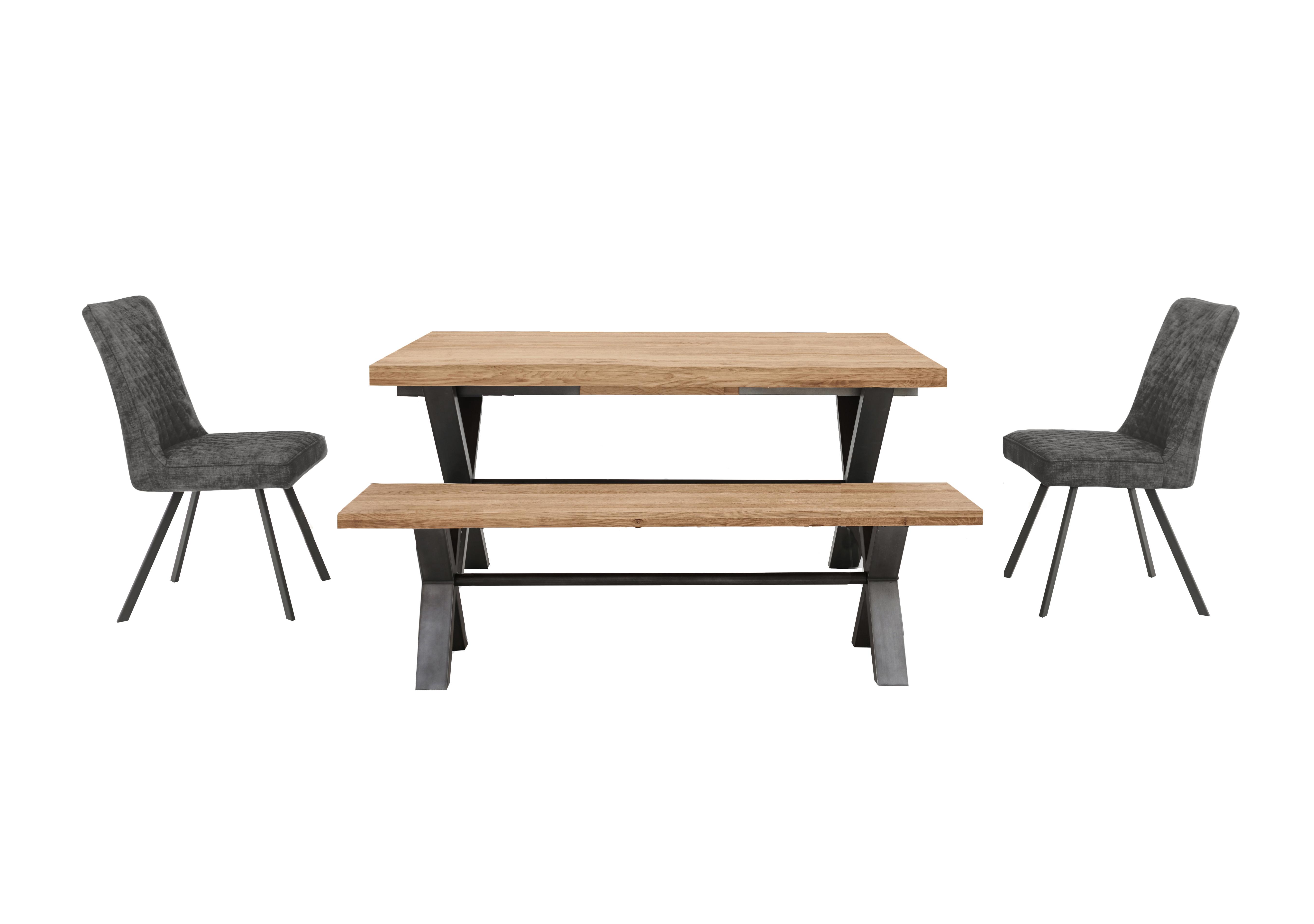 Earth Small Straight Edge Dining Table with Small Dining Bench and 2 Dining Chairs in Graphite on Furniture Village