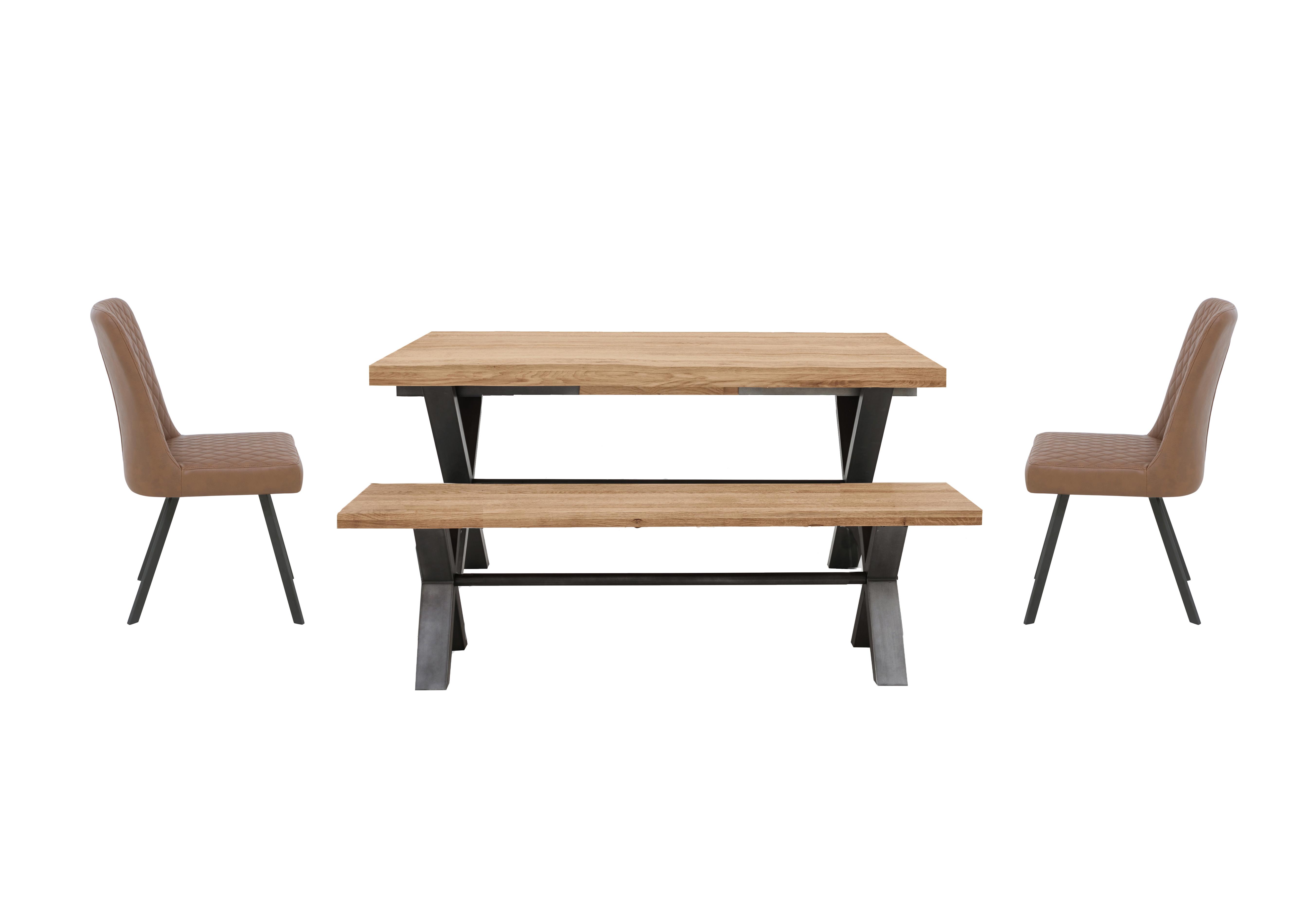 Earth Small Dining Table With Bench and 2 Dining Chairs in Tan on Furniture Village