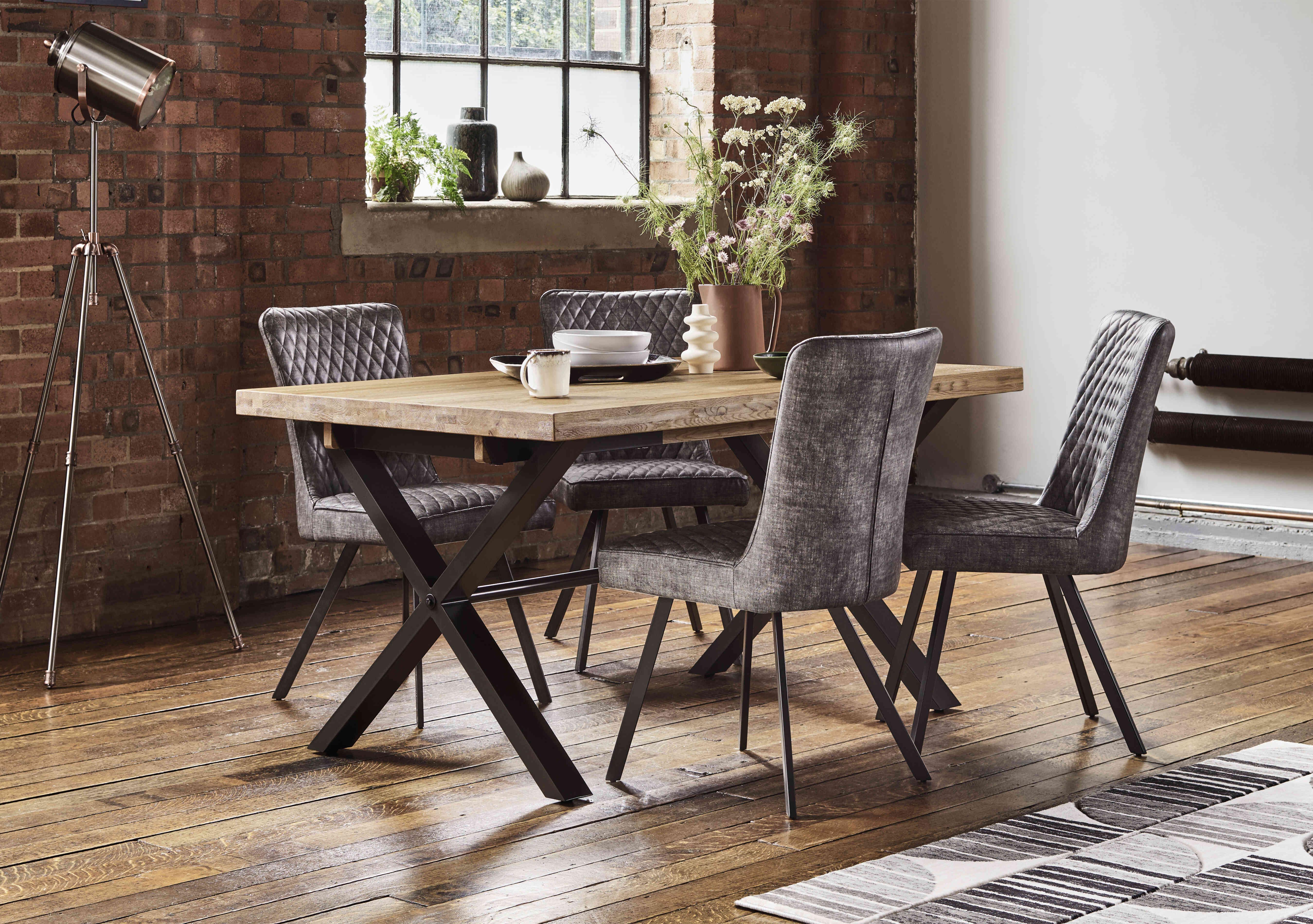 Earth Small Straight Edge Dining Table and 4 Dining Chairs in  on Furniture Village