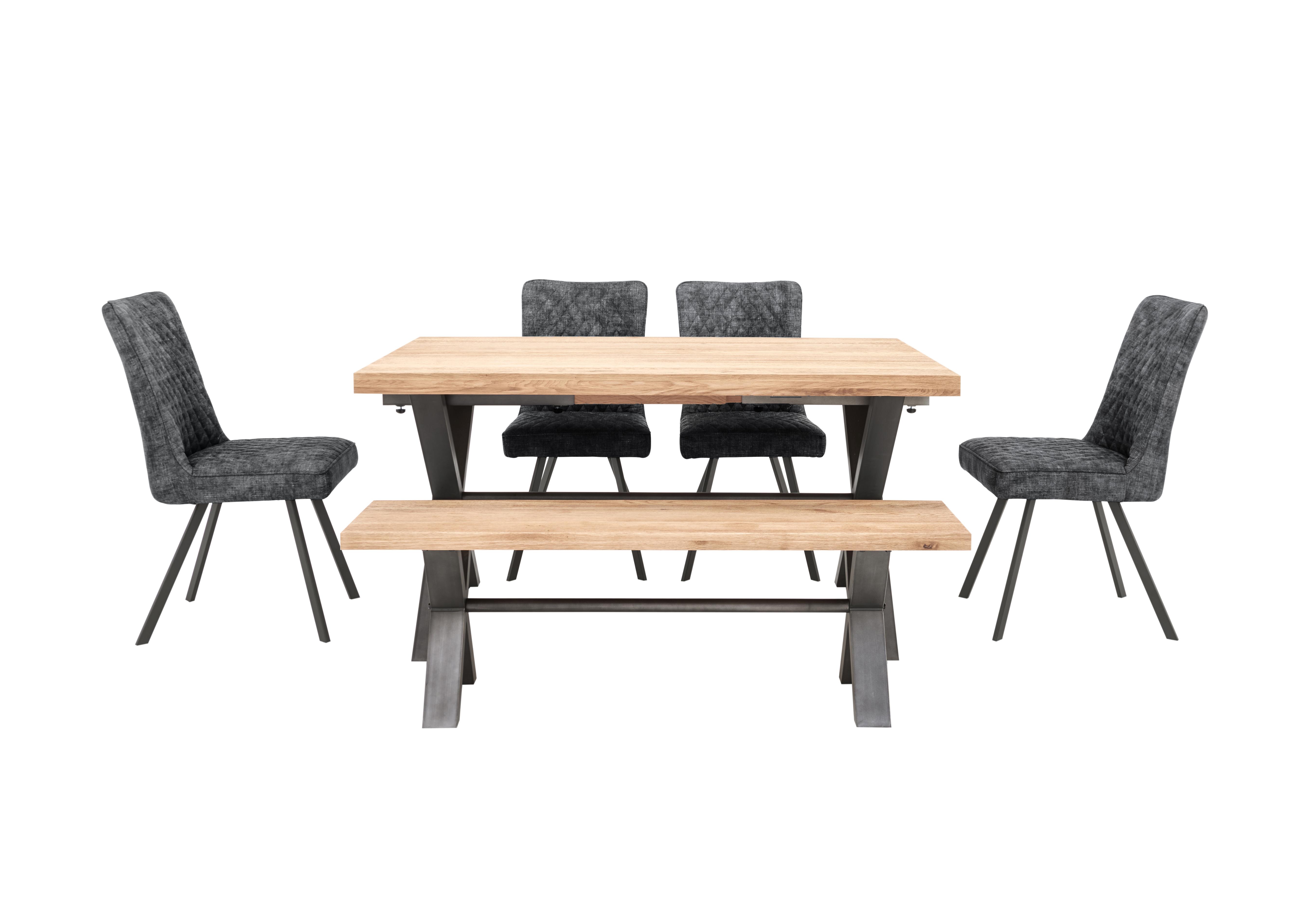 Earth Small Dining Table, 4 Dining Chairs and a Dining Bench in Graphite on Furniture Village