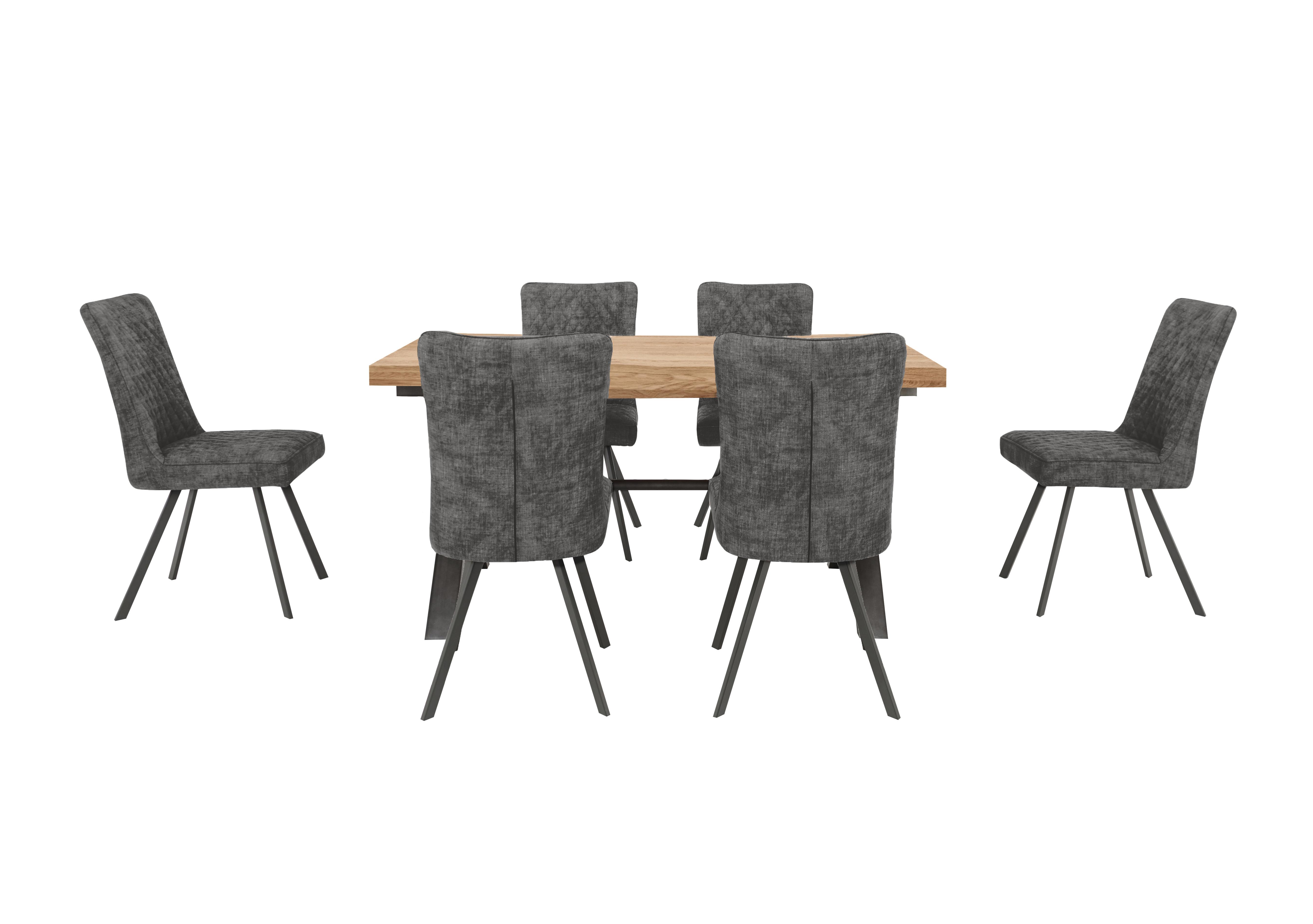 Earth Small Straight Edge Dining Table and 6 Dining Chairs in Graphite on Furniture Village