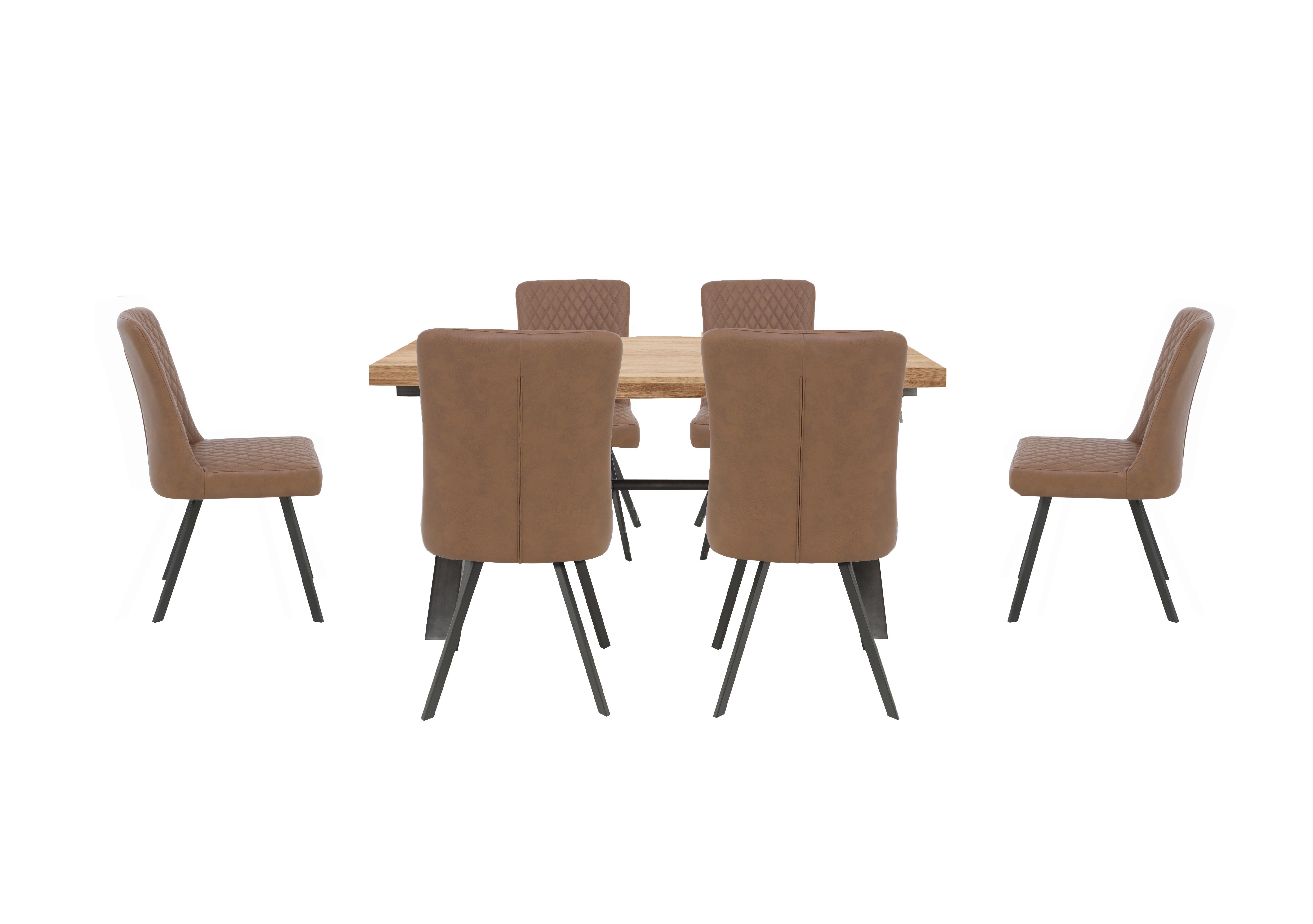 Earth Small Dining Table and 6 Dining Chairs in Tan on Furniture Village