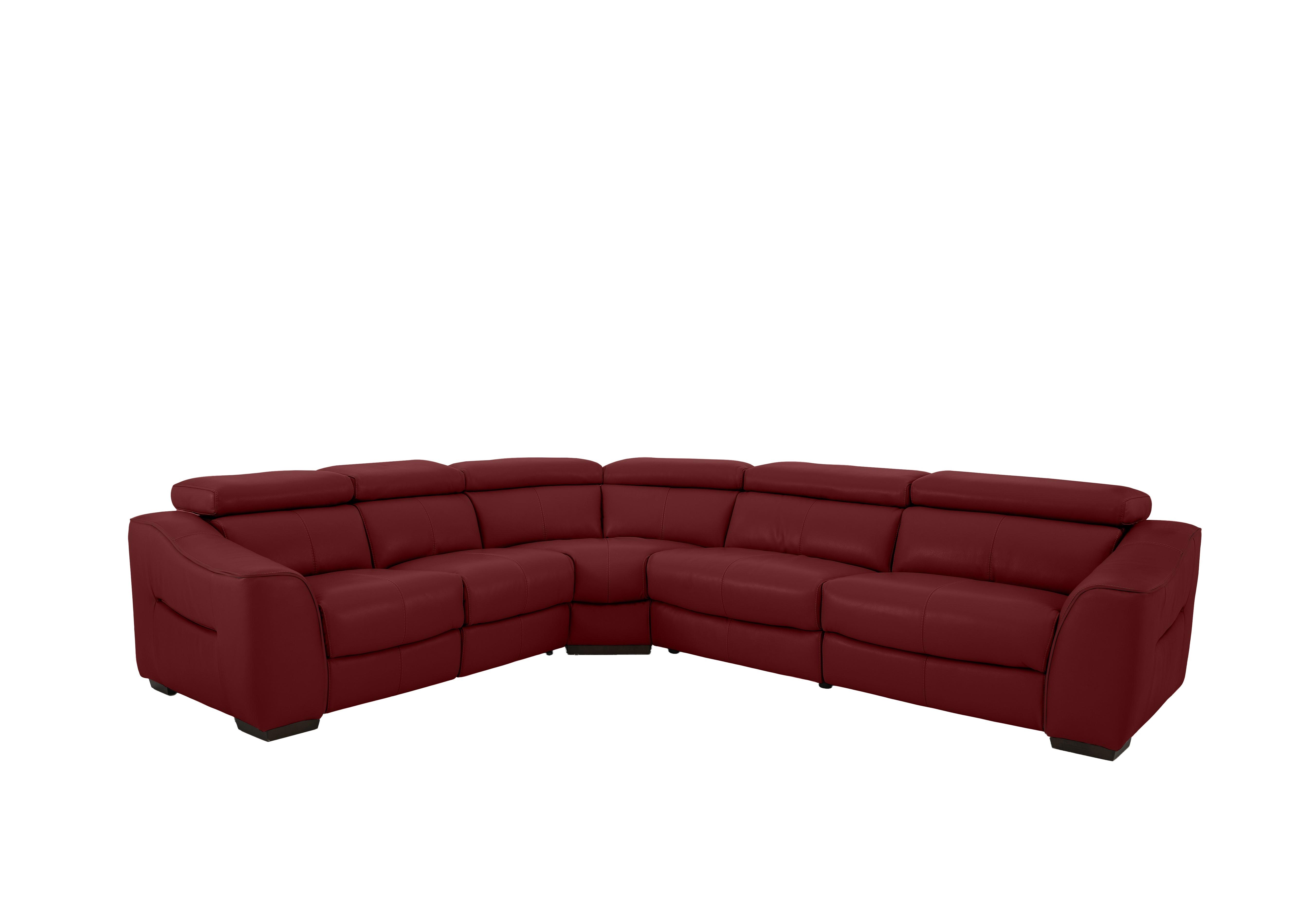 Elixir Leather Power Recliner Corner Sofa in Bv-035c Deep Red on Furniture Village