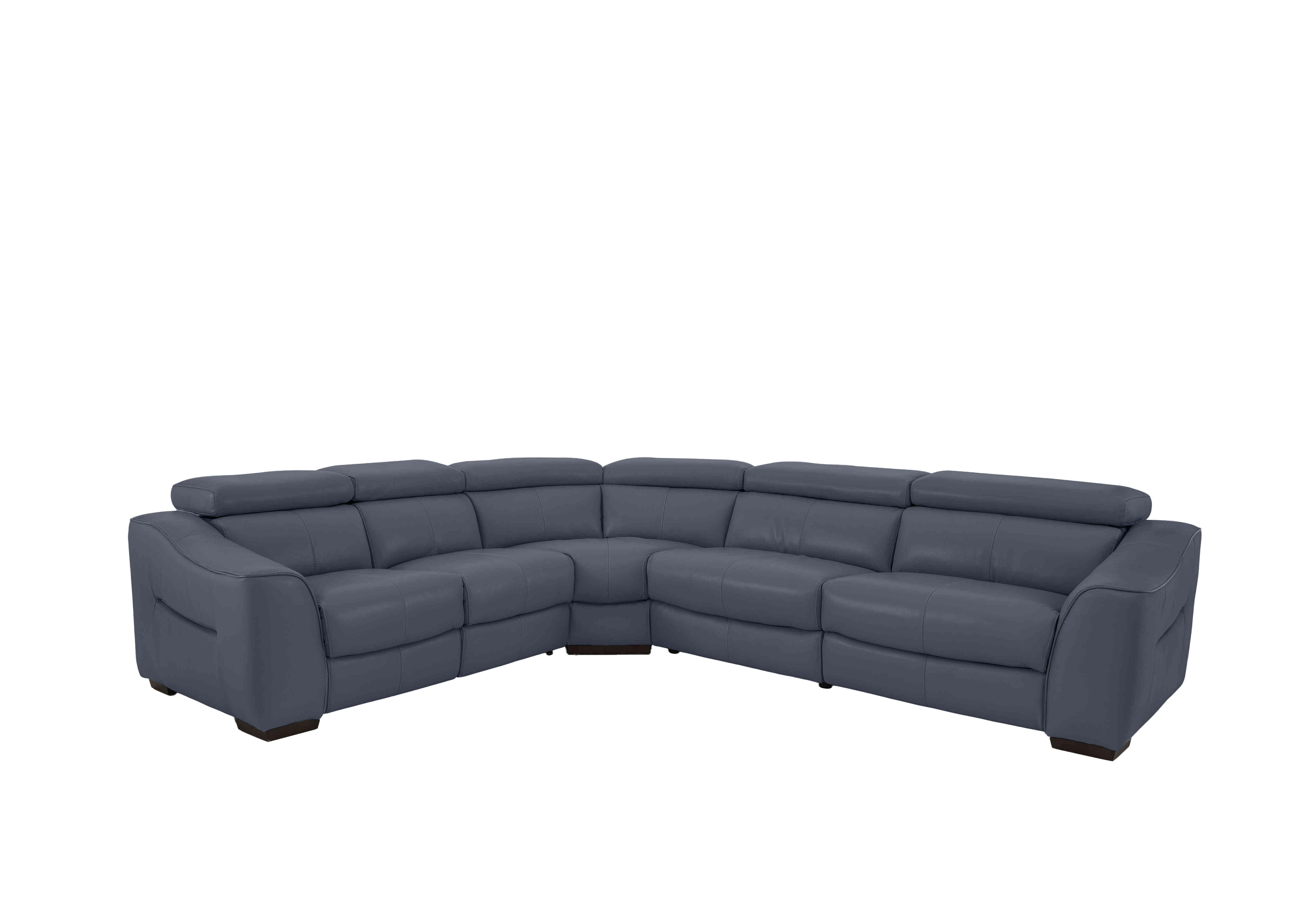 Elixir Leather Power Recliner Corner Sofa in Bv-313e Ocean Blue on Furniture Village