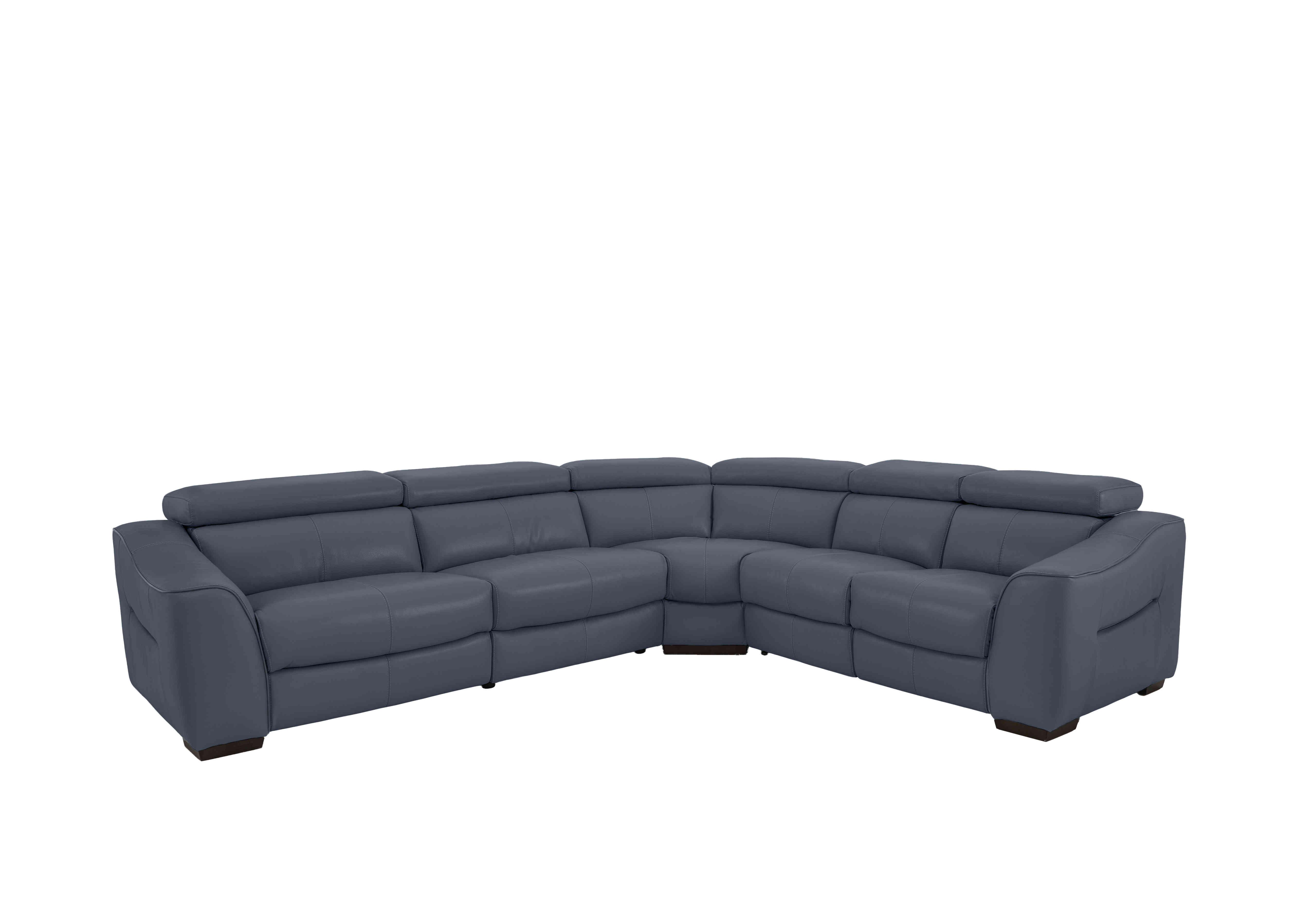 Elixir Leather Power Recliner Corner Sofa in Bv-313e Ocean Blue on Furniture Village