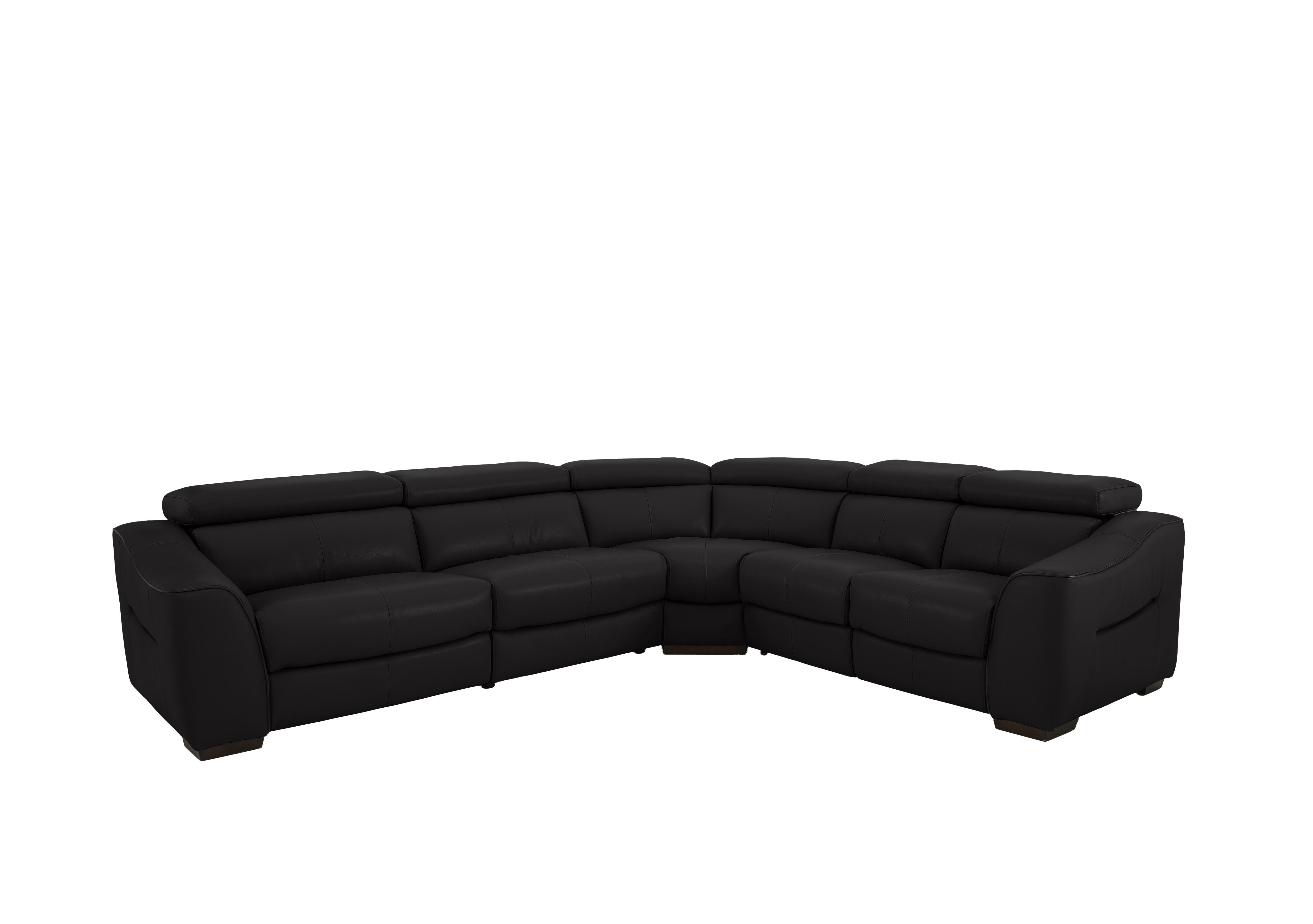 Elixir Leather Power Recliner Corner Sofa in Bv-3500 Classic Black on Furniture Village