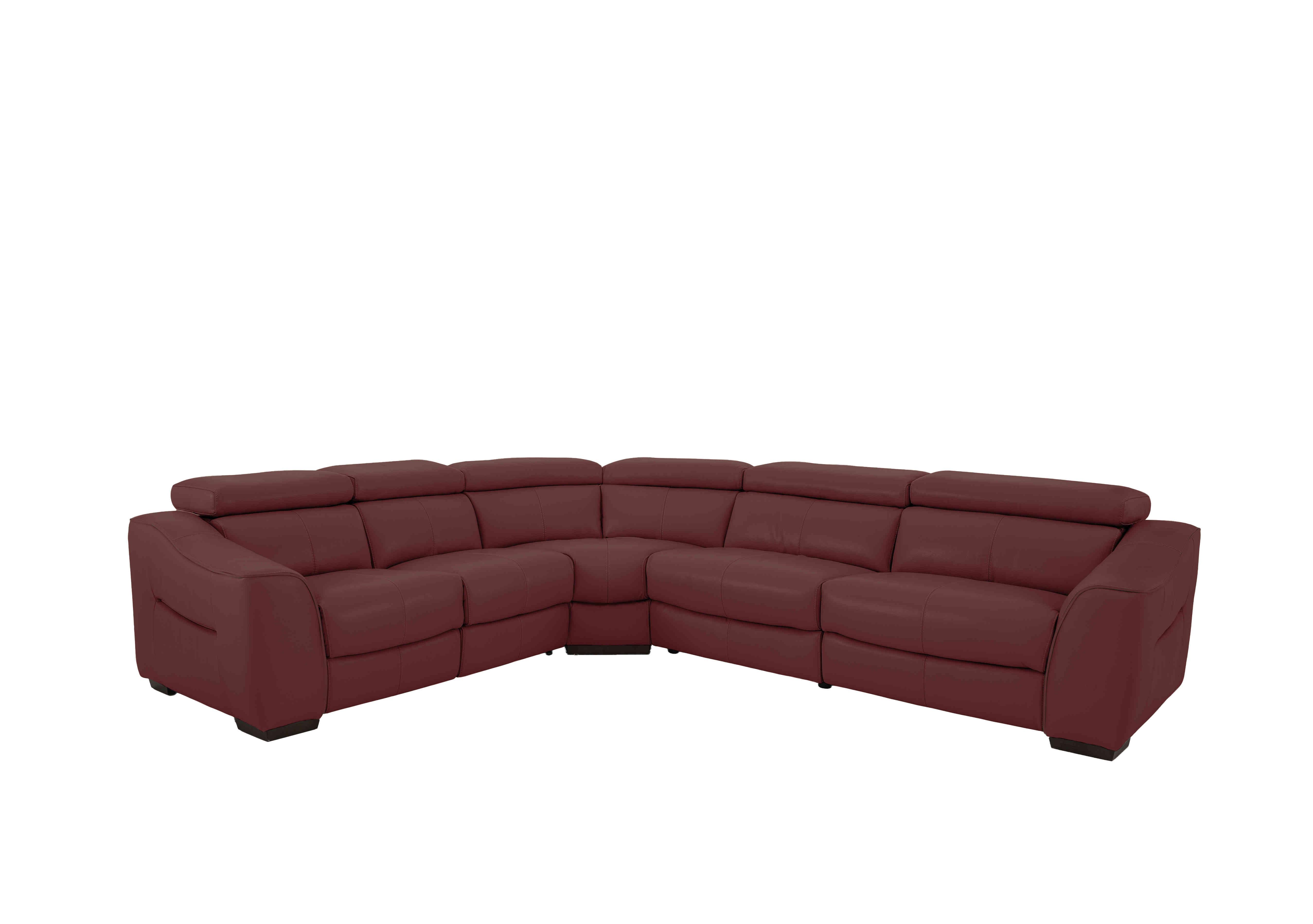 Elixir Leather Power Recliner Corner Sofa in Hw-035c Deep Red on Furniture Village