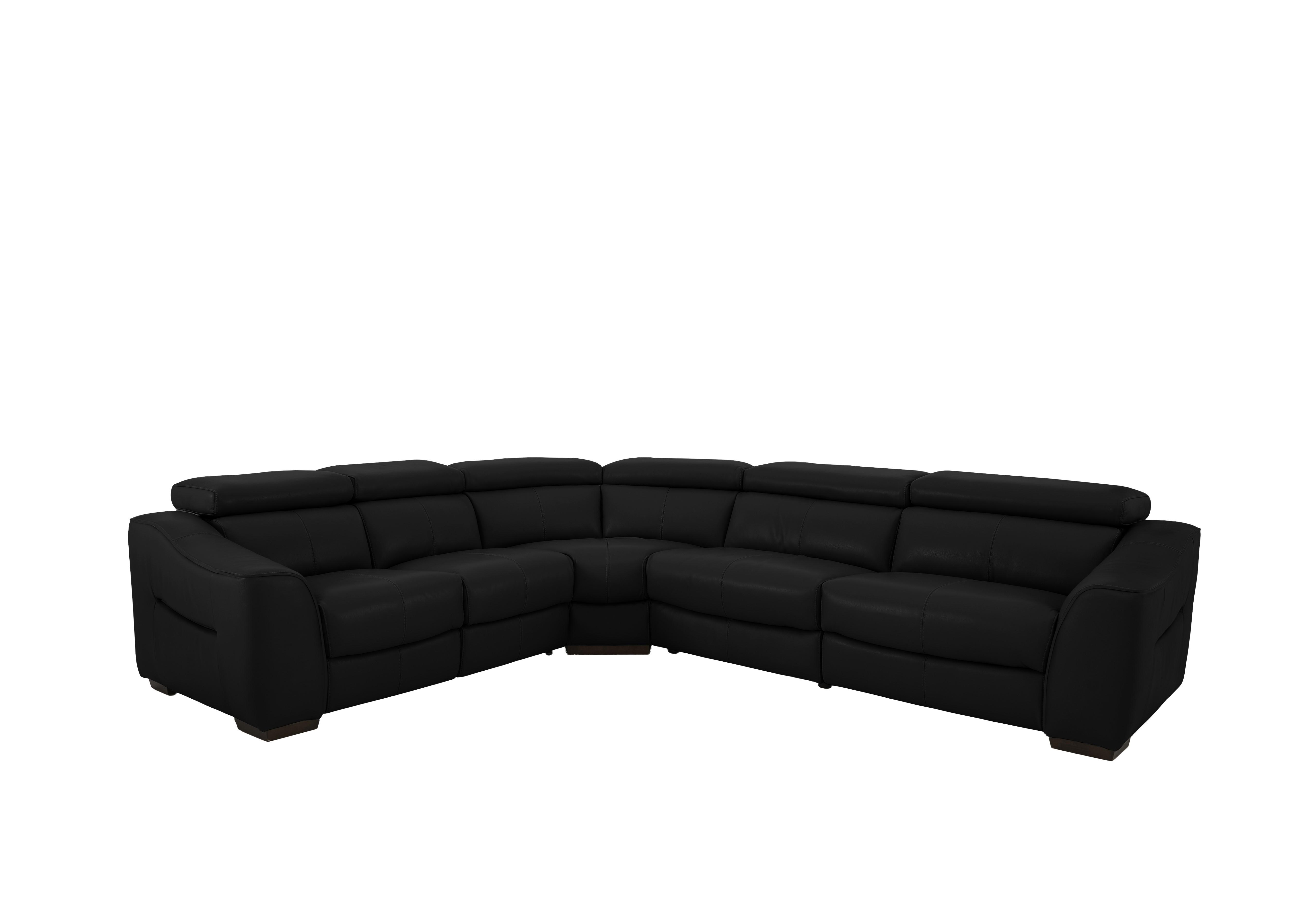 Elixir Leather Power Recliner Corner Sofa in Nc-023c Black on Furniture Village