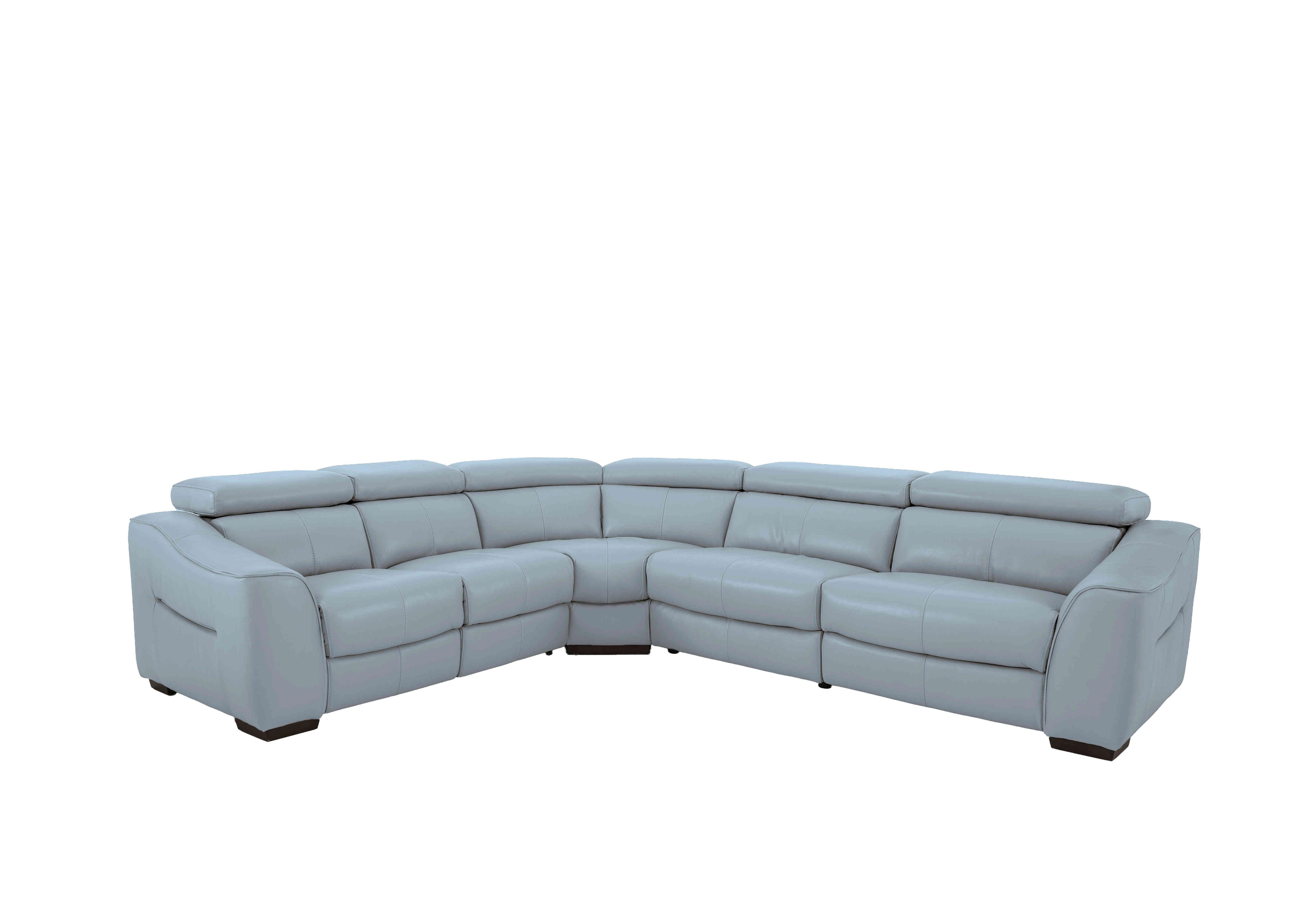 Elixir Leather Power Recliner Corner Sofa in Nc-026e Pearl Blue on Furniture Village