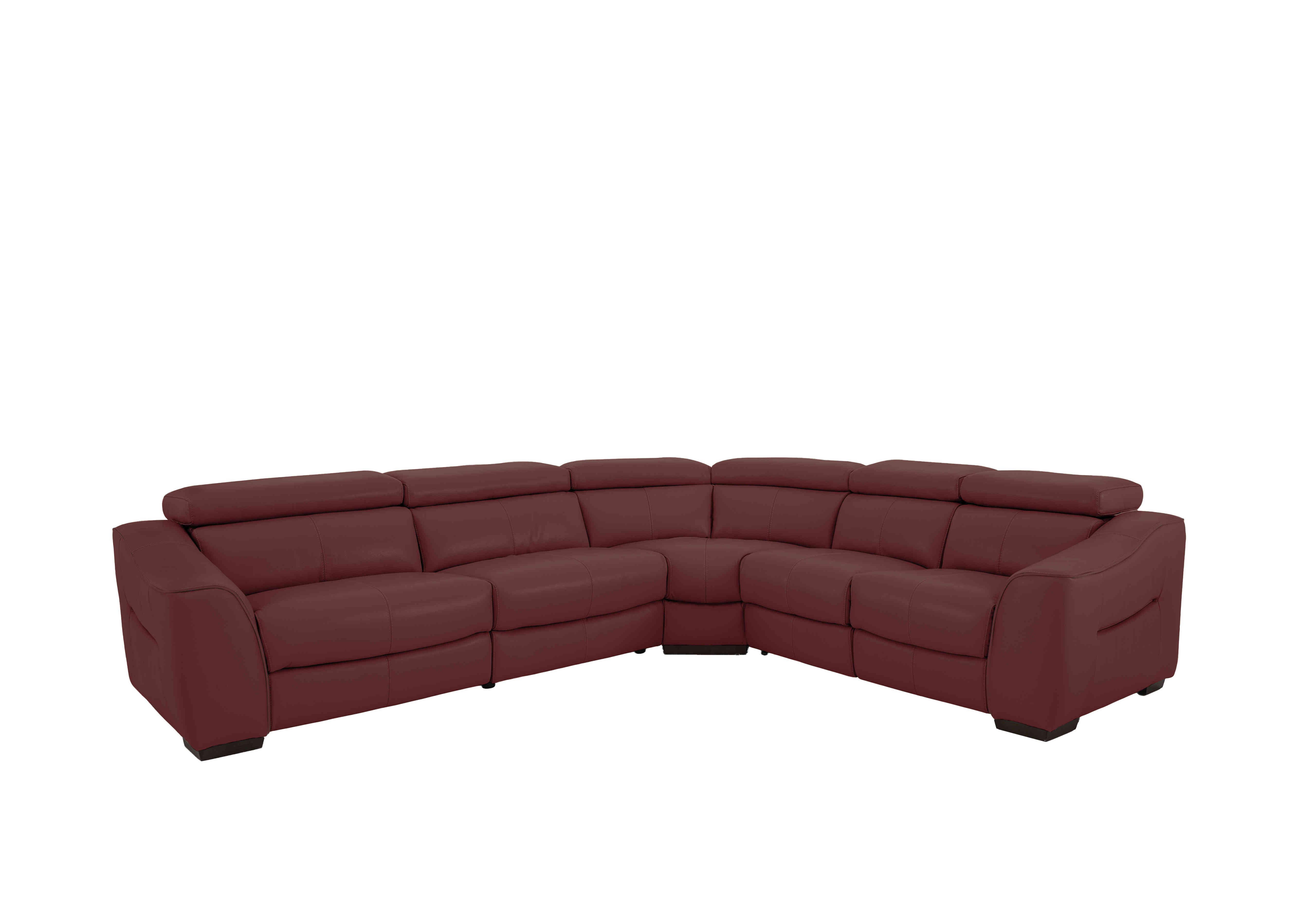 Elixir Leather Power Recliner Corner Sofa in Nc-035c Deep Red on Furniture Village
