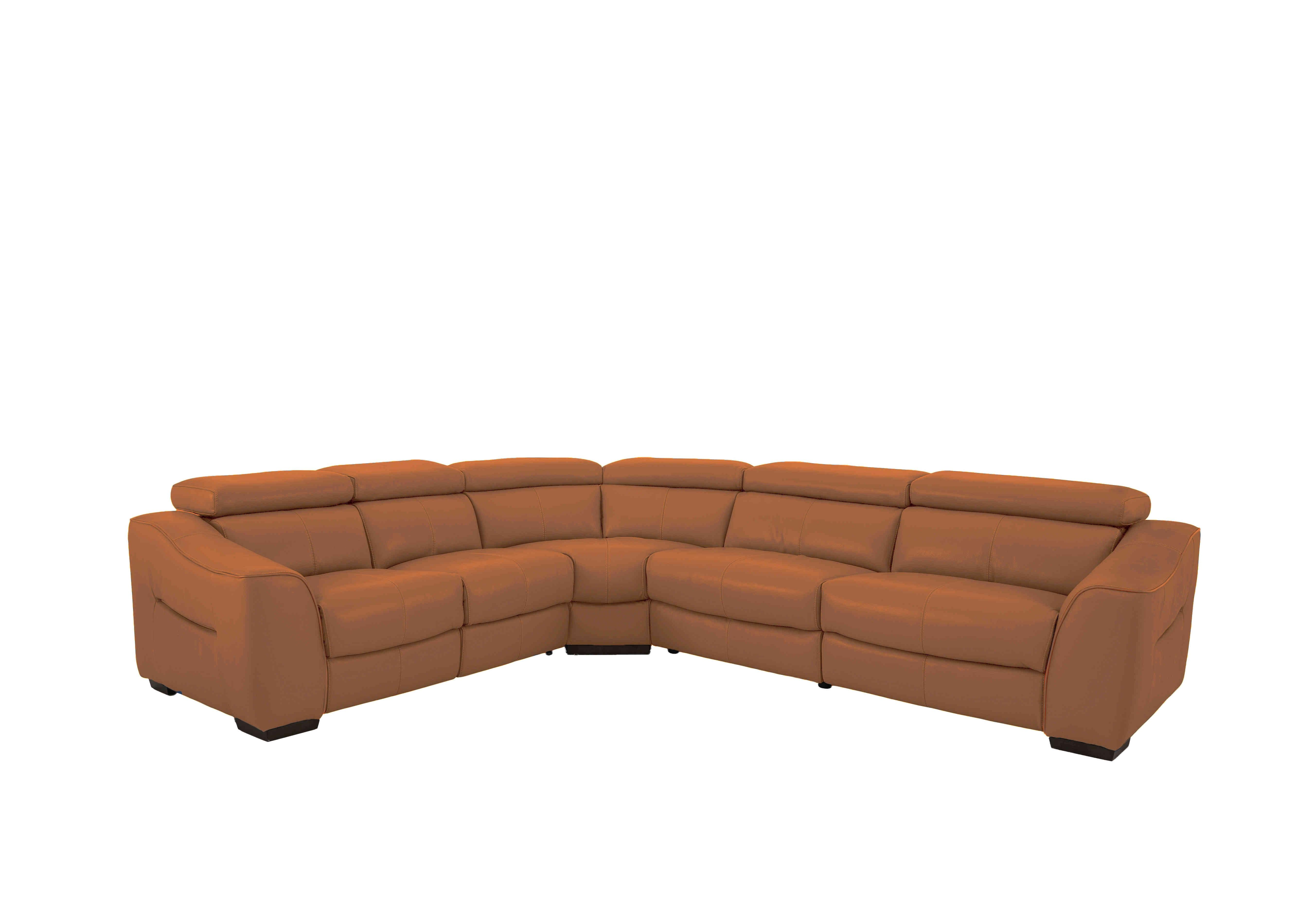 Elixir Leather Power Recliner Corner Sofa in Nc-334e Pecan Brown on Furniture Village