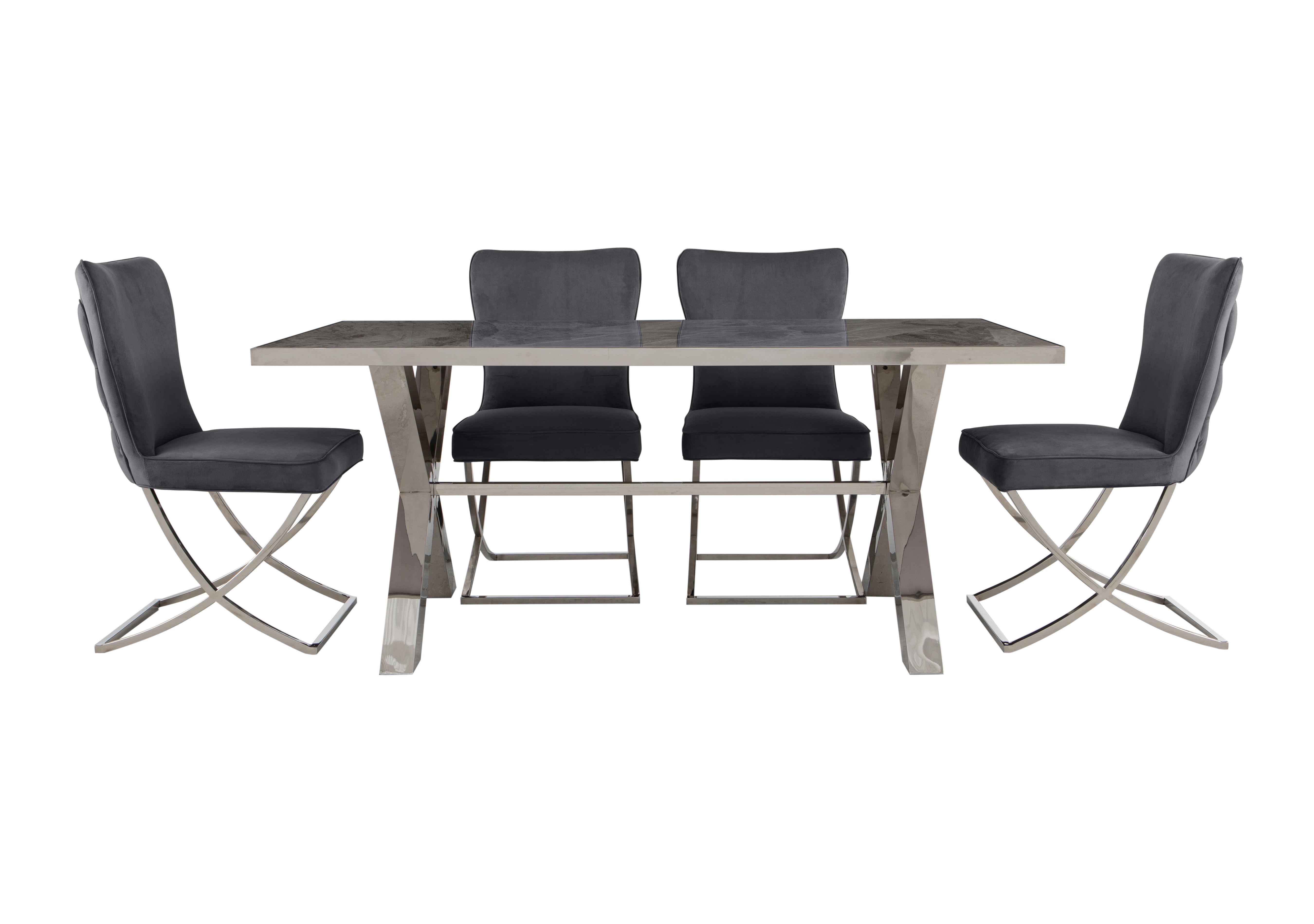 Vanquish Small Dining Table and 4 Dining Chairs in Grey on Furniture Village