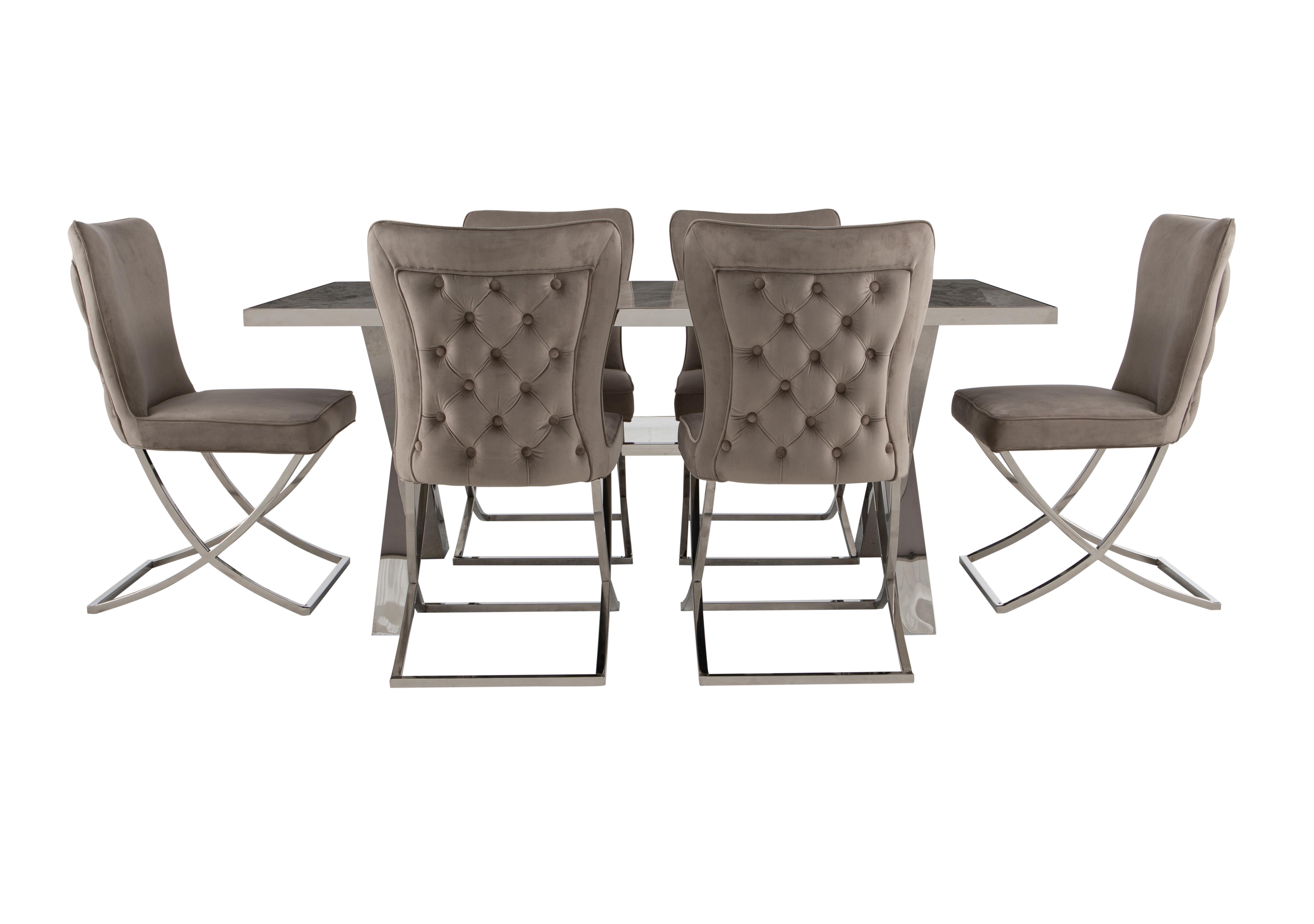 Vanquish Small Dining Table and 6 Dining Chairs in Taupe on Furniture Village