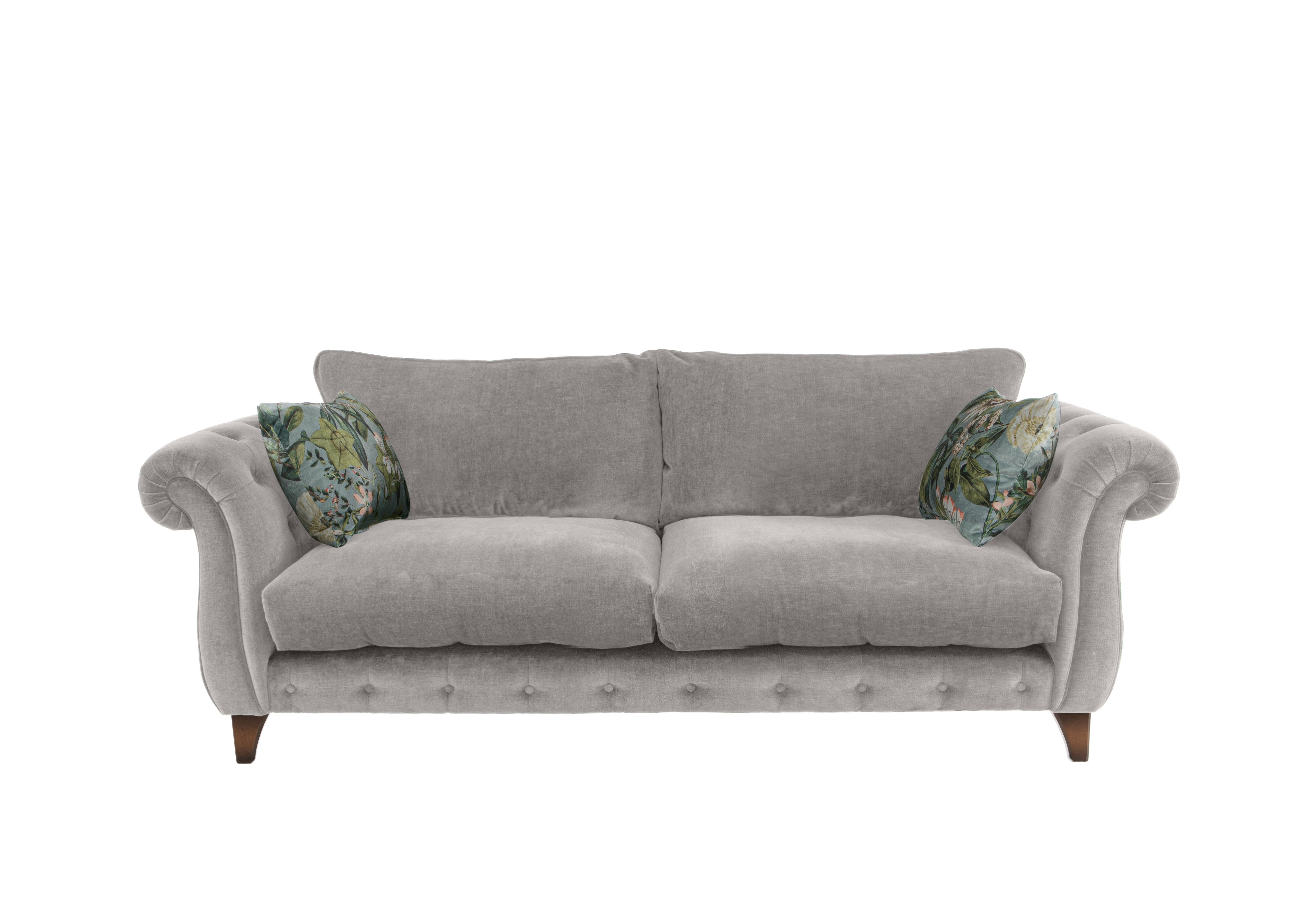Boutique Palace Fabric 2 Seater Classic Back Sofa in Oasis Silver on Furniture Village