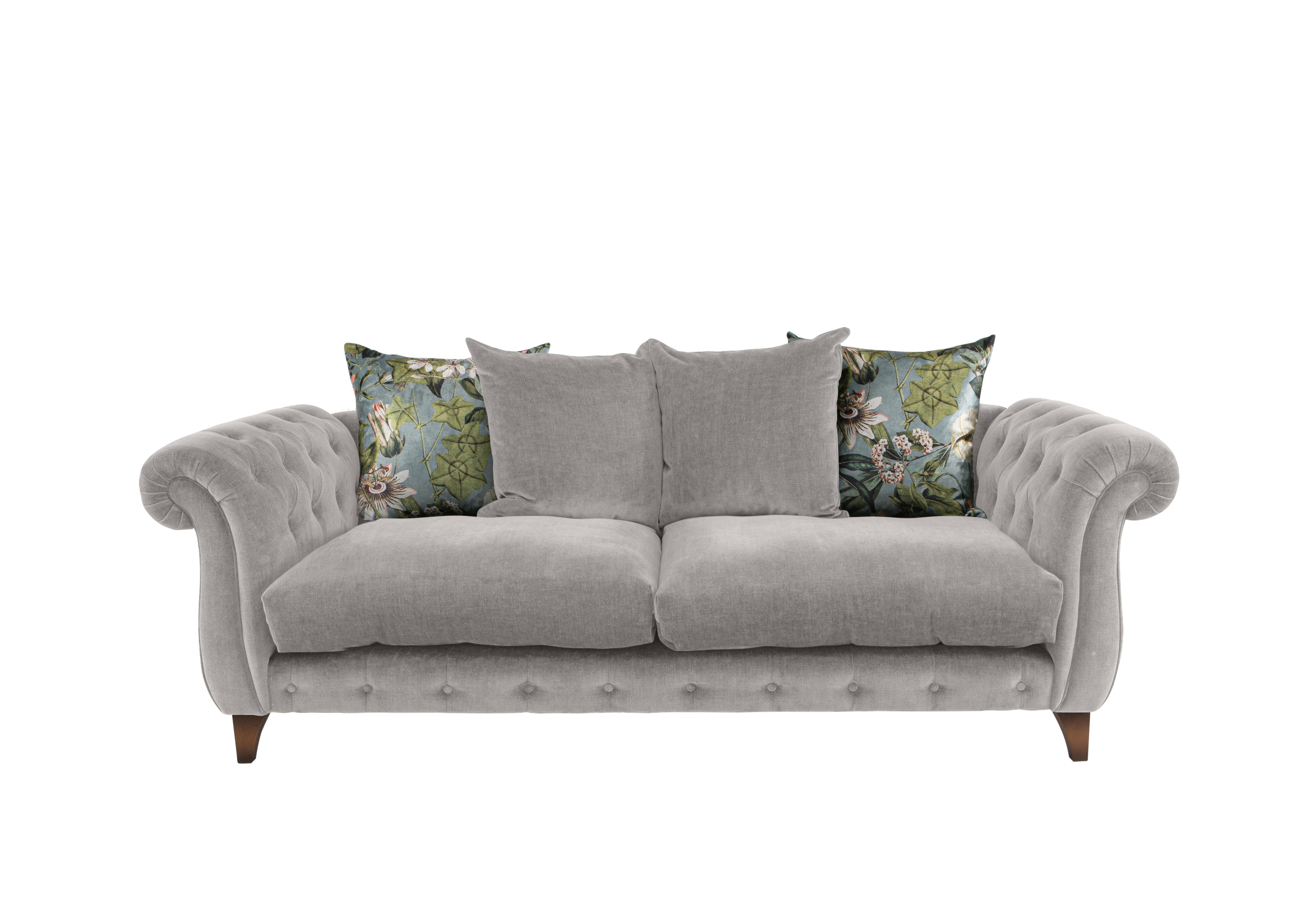 Boutique Palace Fabric 2 Seater Scatter Back Sofa in Oasis Silver on Furniture Village