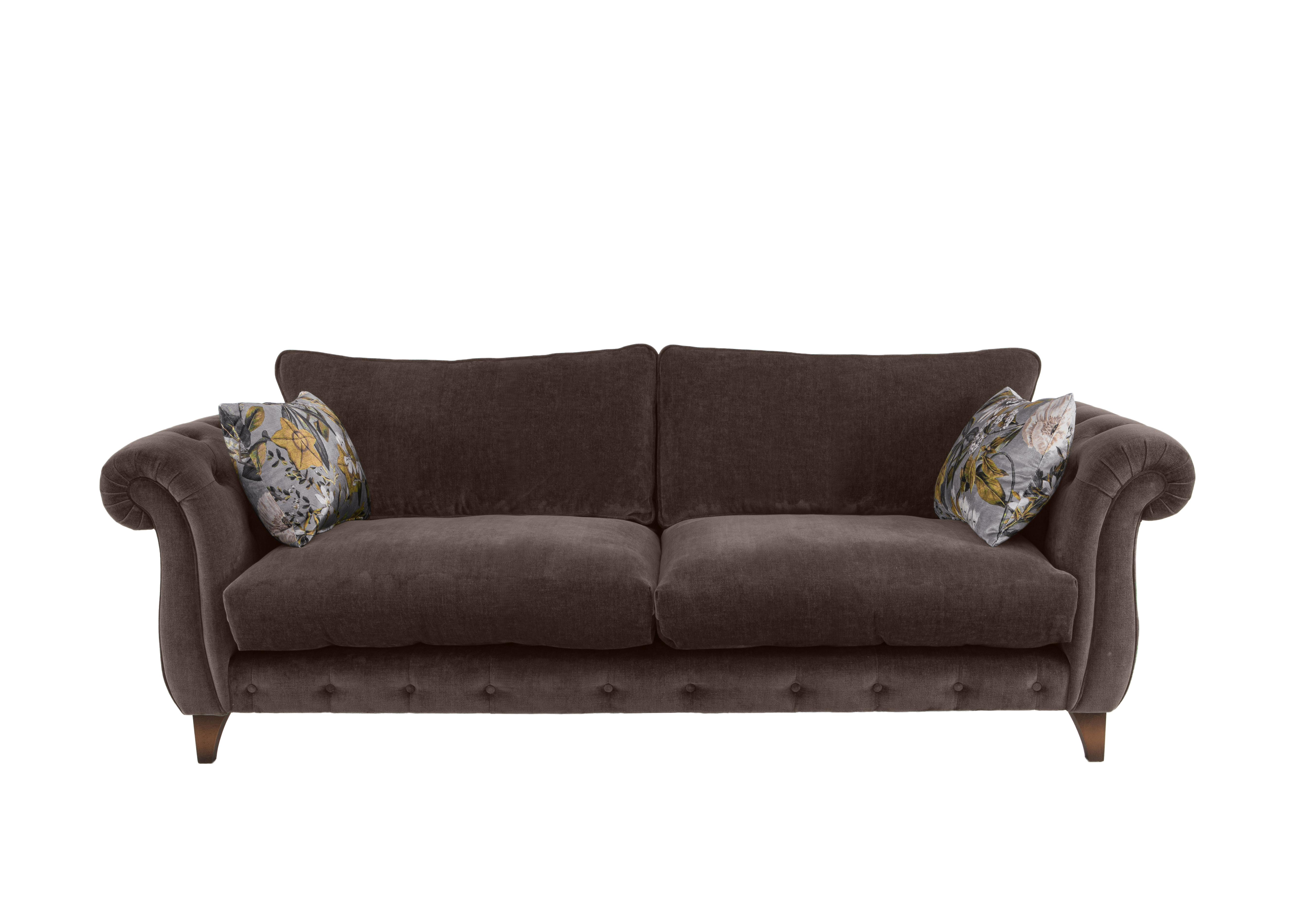 Boutique Palace Fabric 3 Seater Classic Back Sofa in Oasis Mocha on Furniture Village