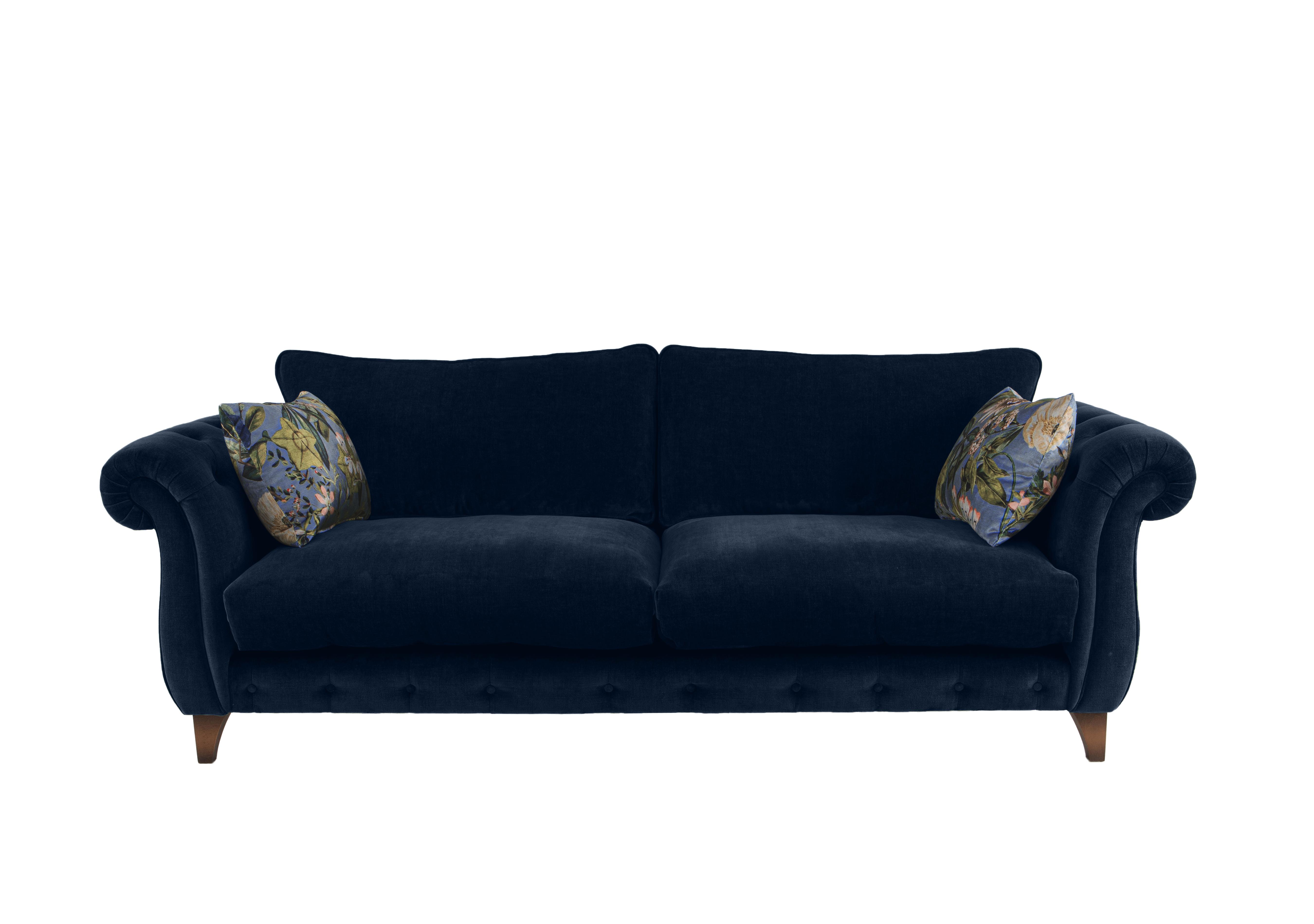Boutique Palace Fabric 3 Seater Classic Back Sofa in Oasis Navy on Furniture Village
