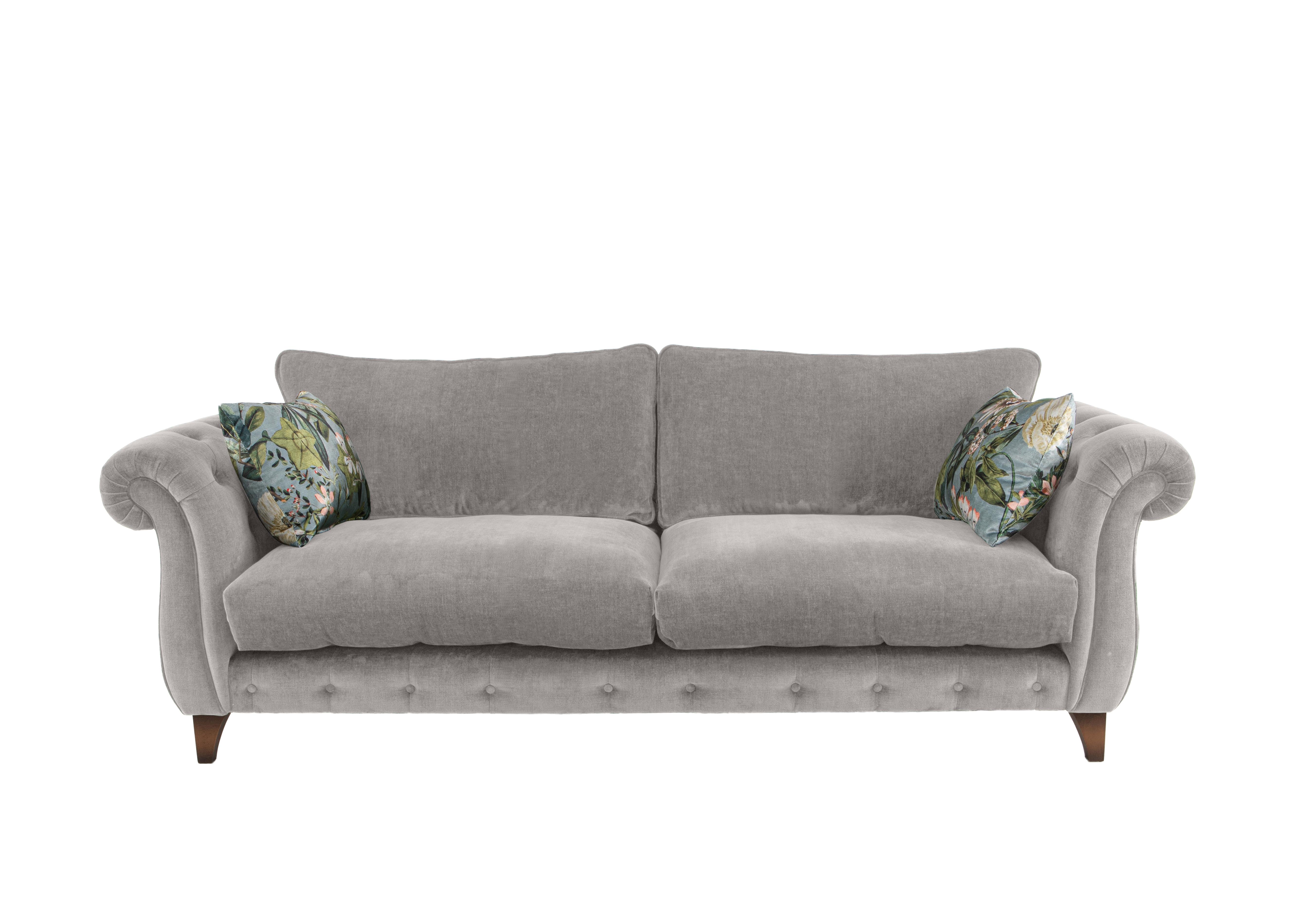 Boutique Palace Fabric 3 Seater Classic Back Sofa in Oasis Silver on Furniture Village