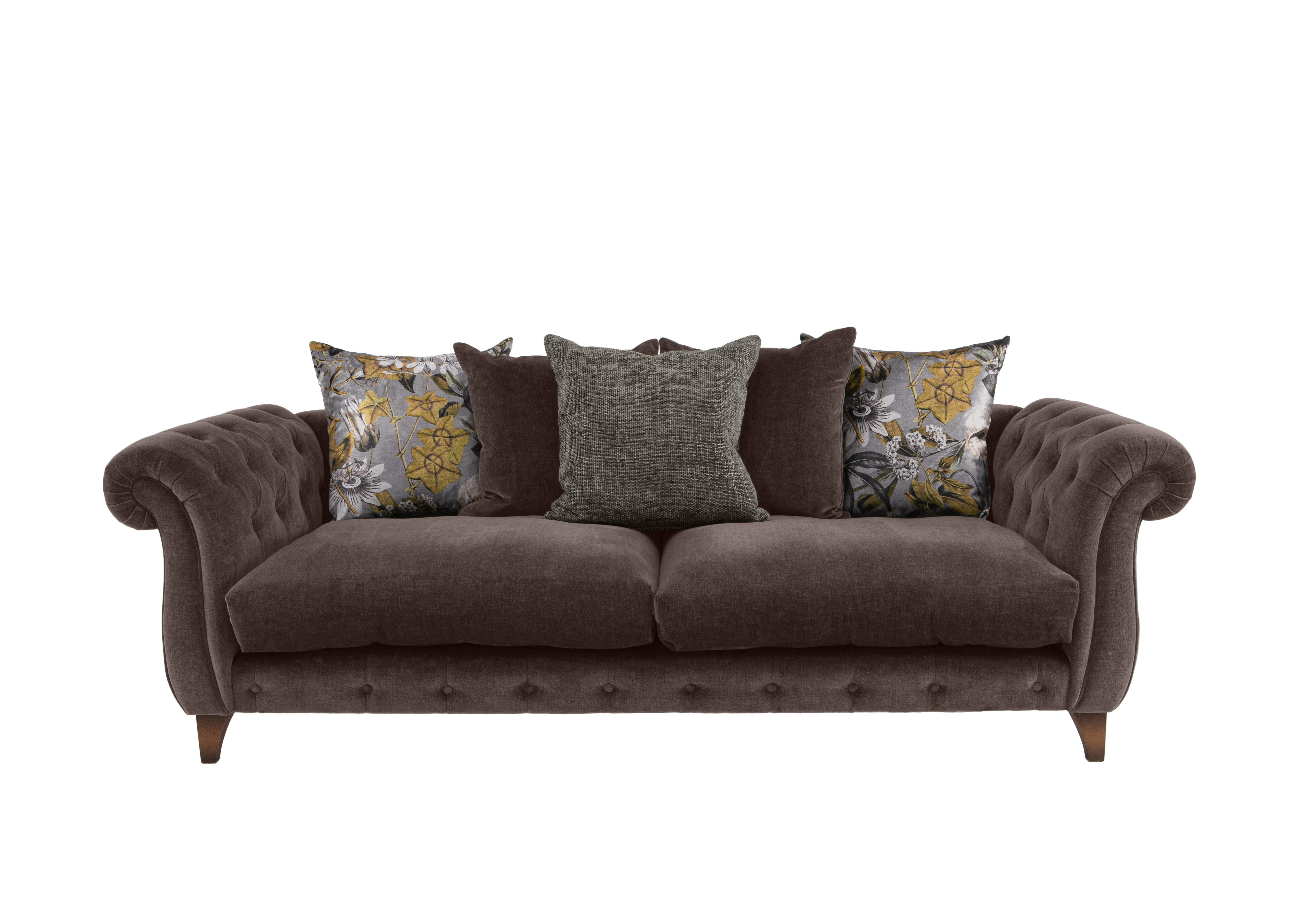 Boutique Palace Fabric 3 Seater Scatter Back Sofa in Oasis Mocha on Furniture Village