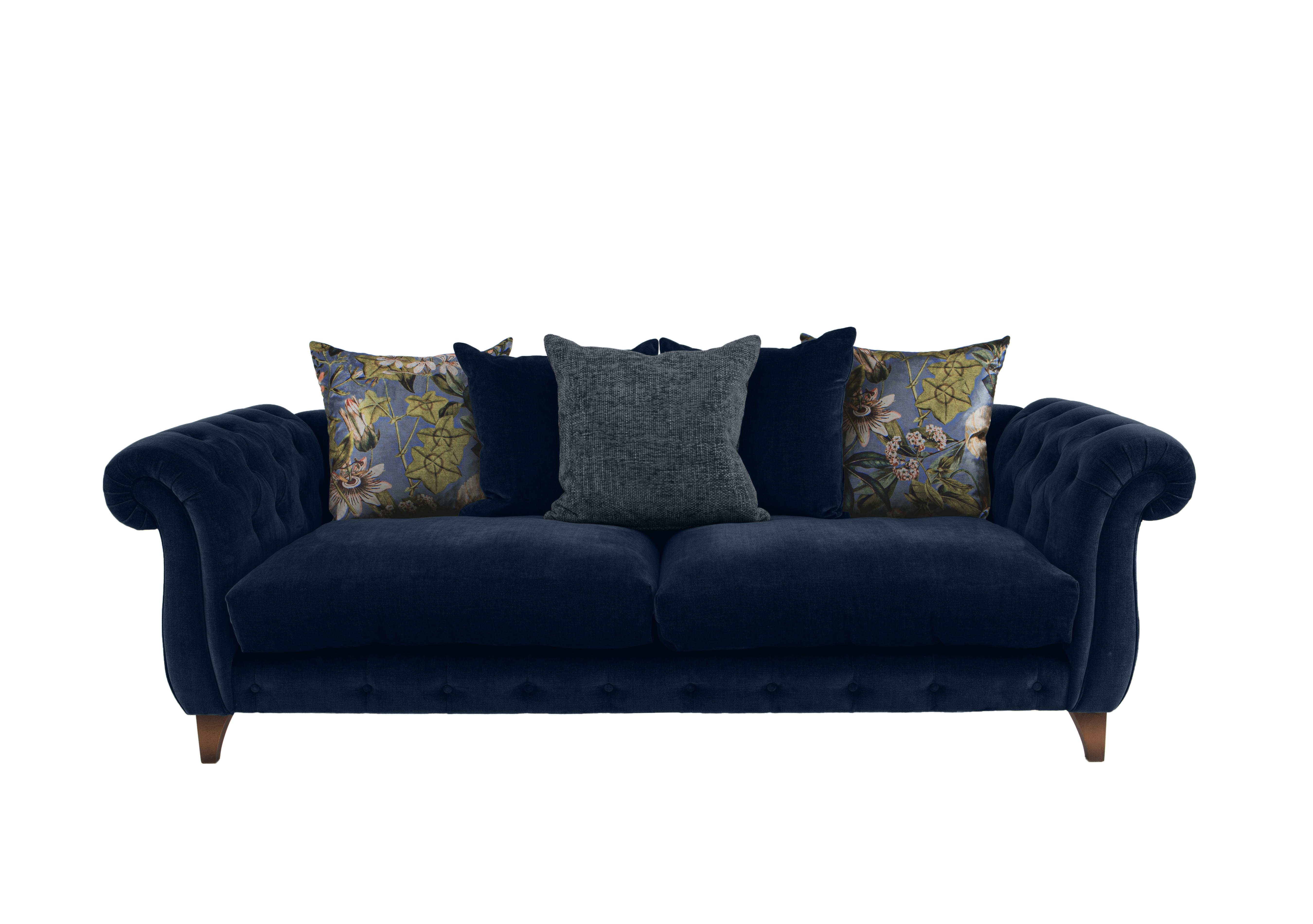 Boutique Palace Fabric 3 Seater Scatter Back Sofa in Oasis Navy on Furniture Village