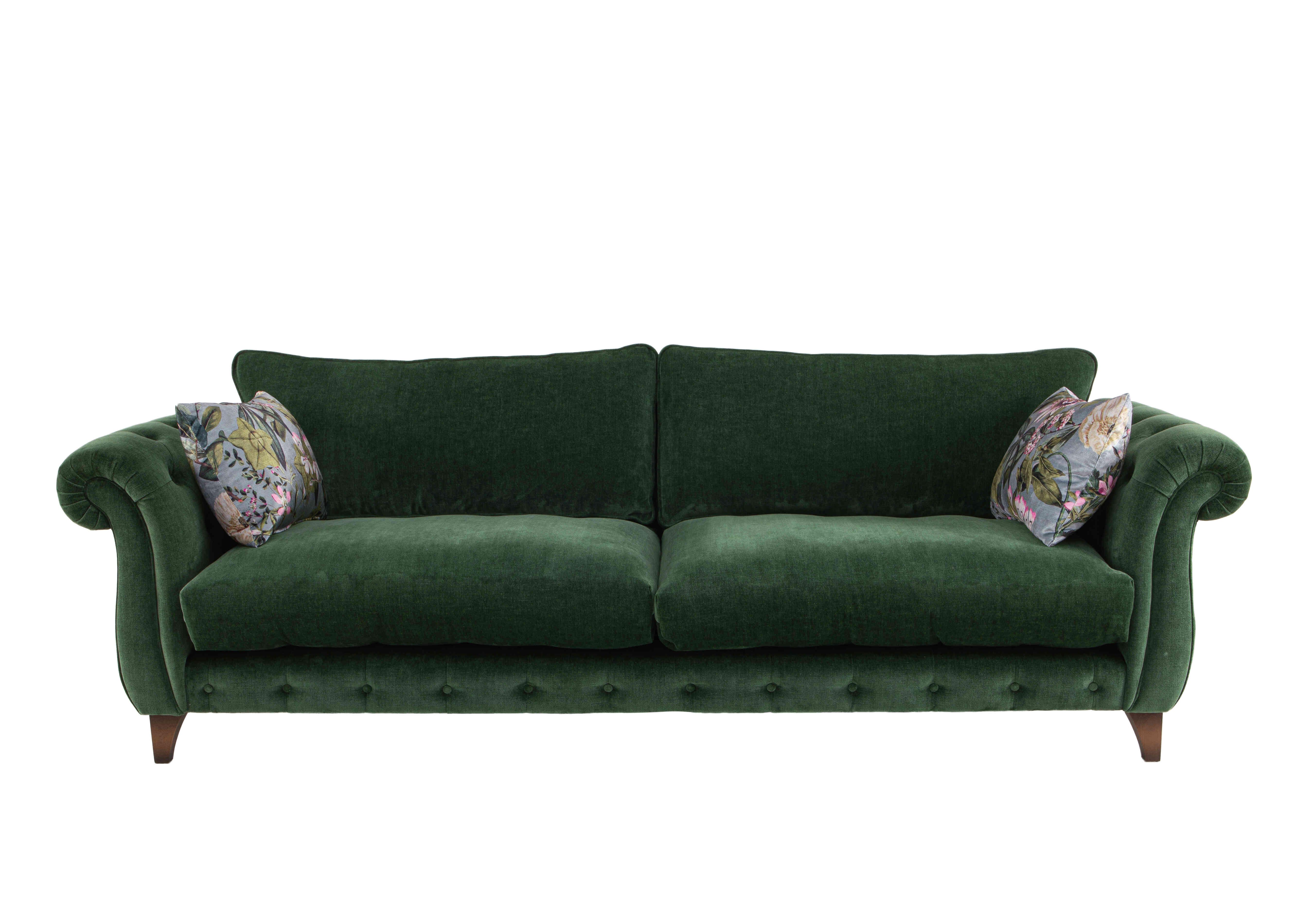 Boutique Palace Fabric 4 Seater Classic Back Sofa in Oasis Parrot on Furniture Village