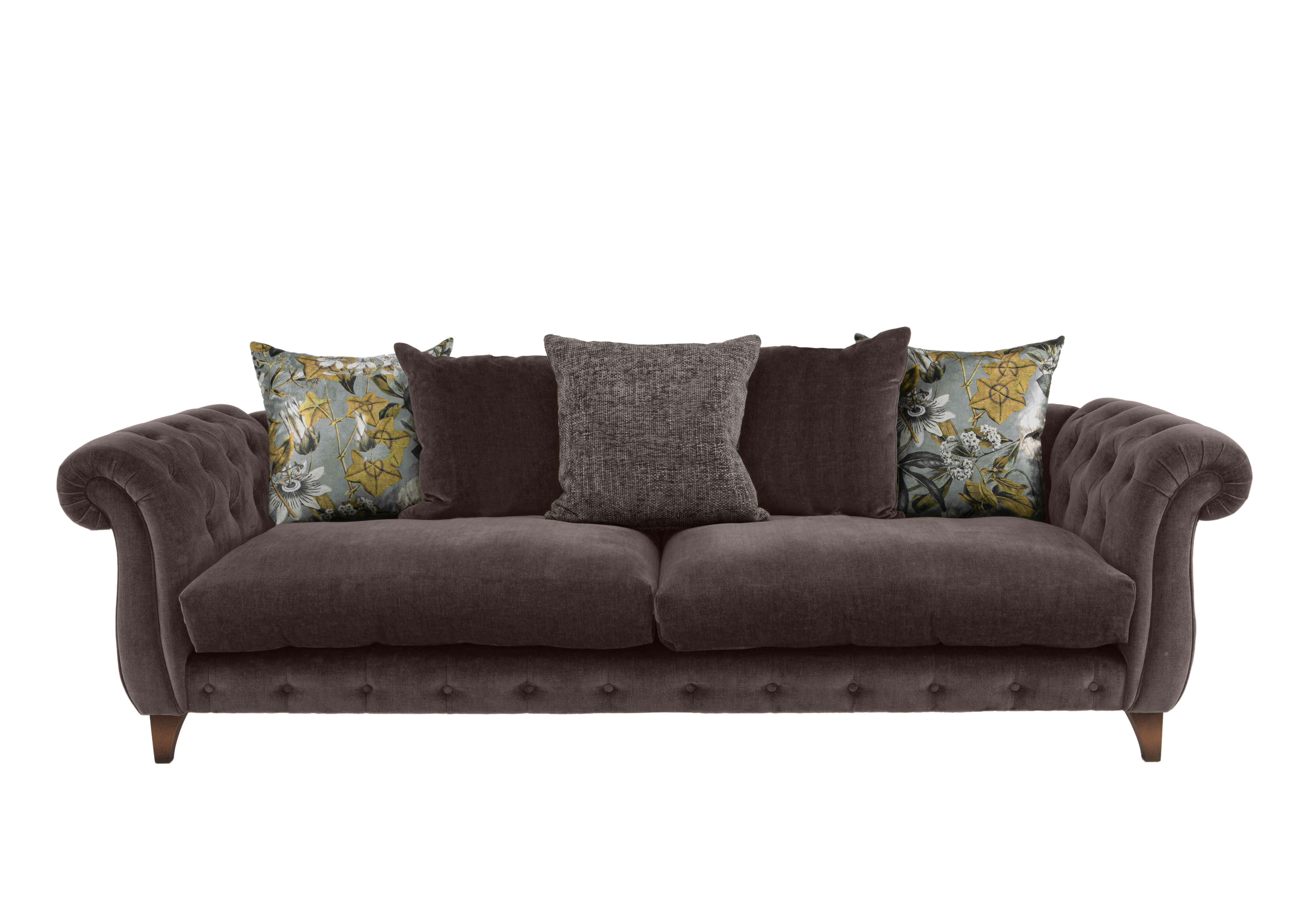 Boutique Palace Fabric 4 Seater Scatter Back Sofa in Oasis Mocha on Furniture Village