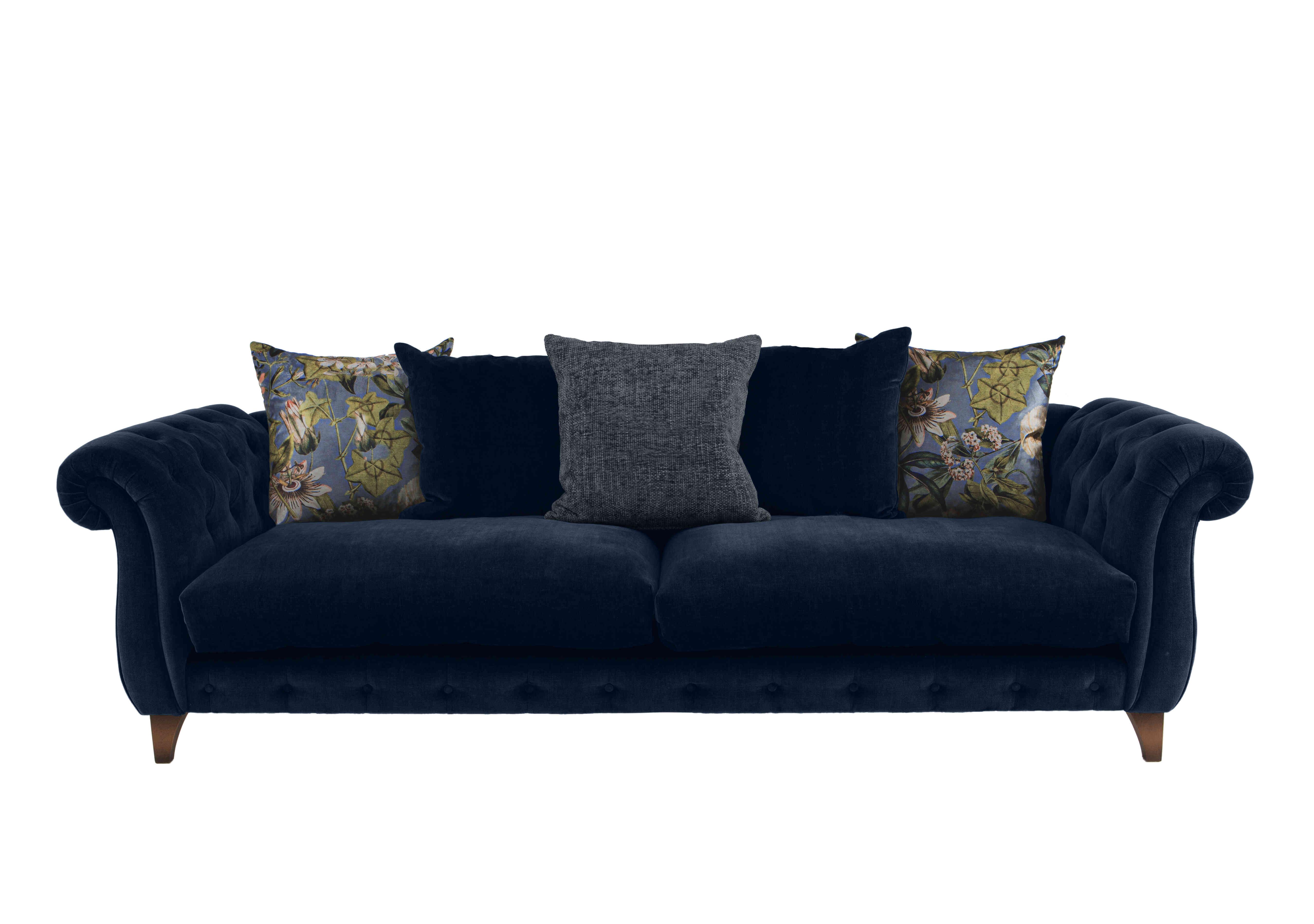 Boutique Palace Fabric 4 Seater Scatter Back Sofa in Oasis Navy on Furniture Village