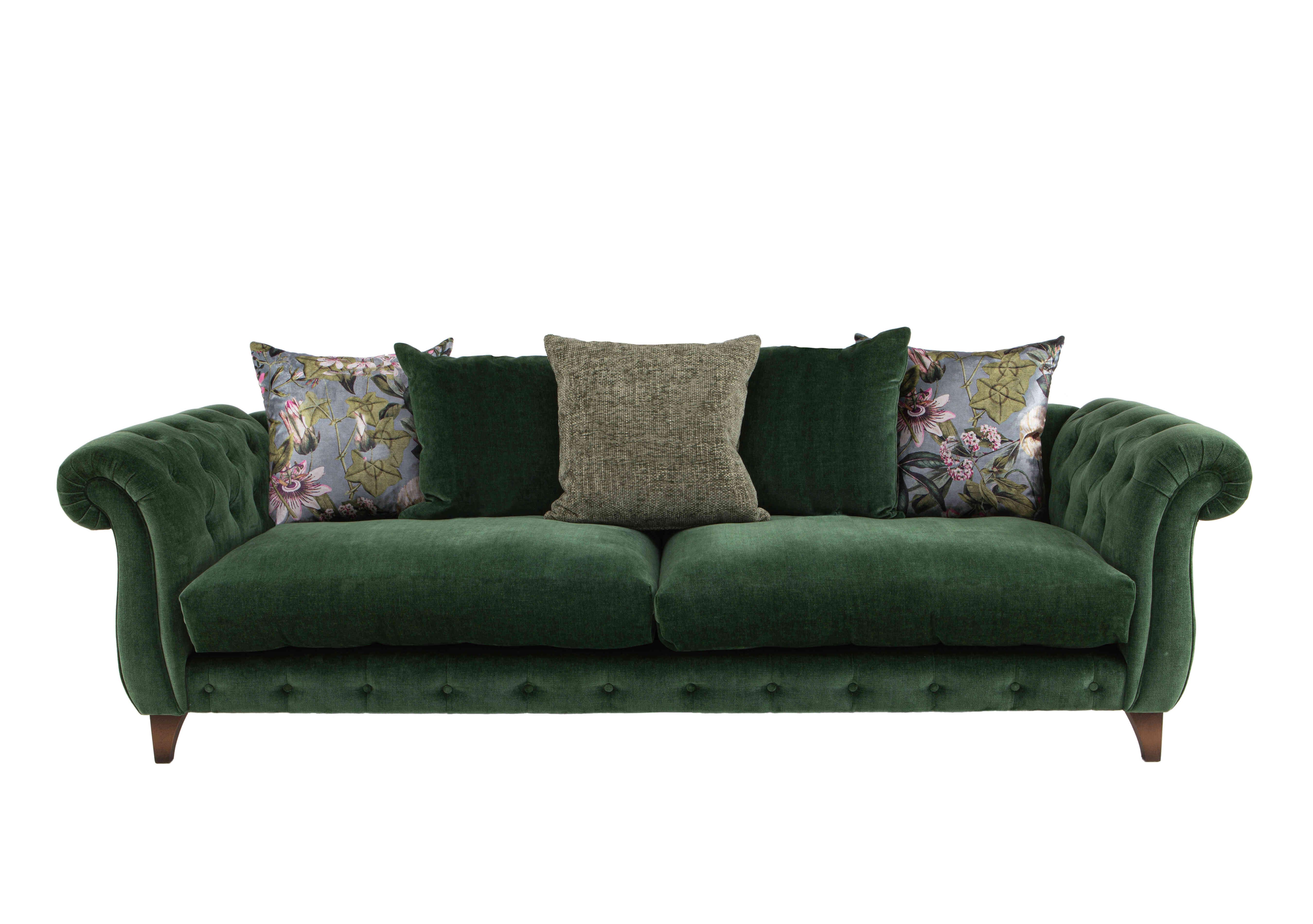 Boutique Palace Fabric 4 Seater Scatter Back Sofa in Oasis Parrot on Furniture Village