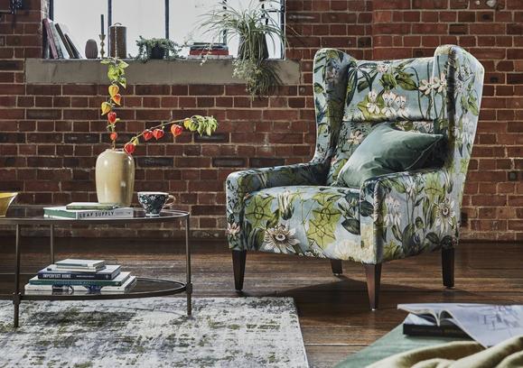 Wingback fabric chair sale