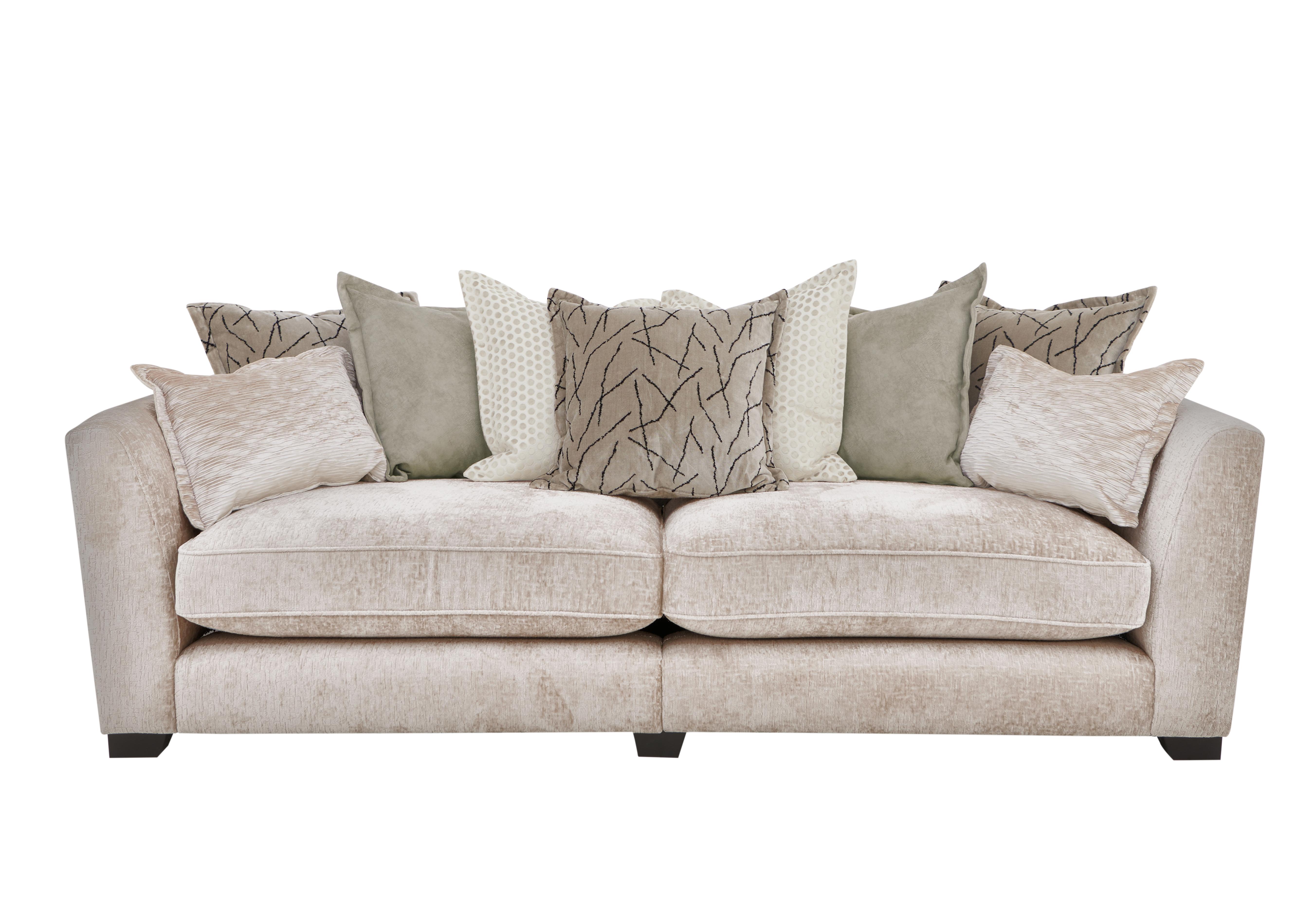 Boutique Lavish Fabric 4 Seater Split Scatter Back Sofa in Alexandra Natural on Furniture Village