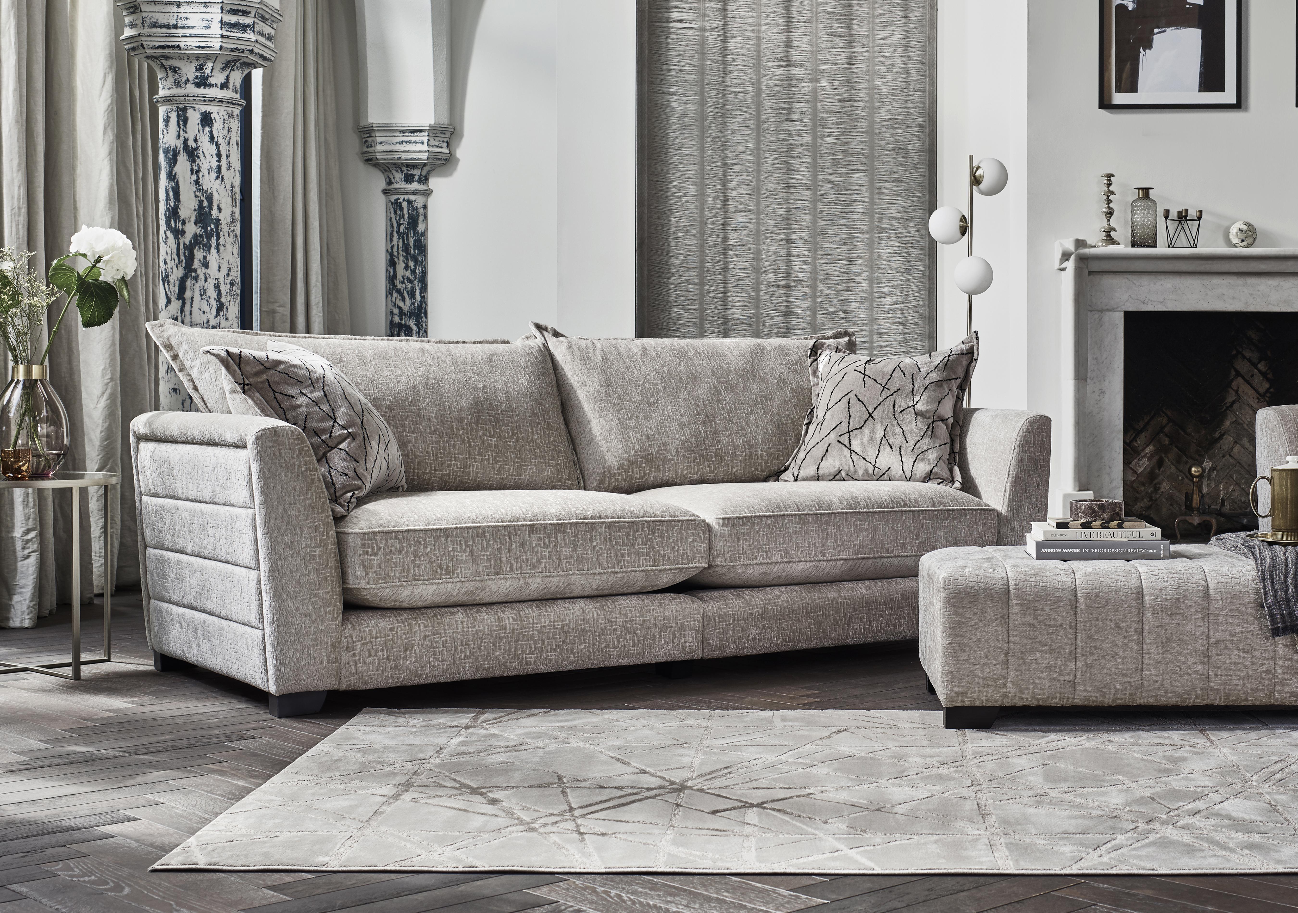 Boutique Lavish Fabric 4 Seater Split Classic Back Sofa in  on Furniture Village