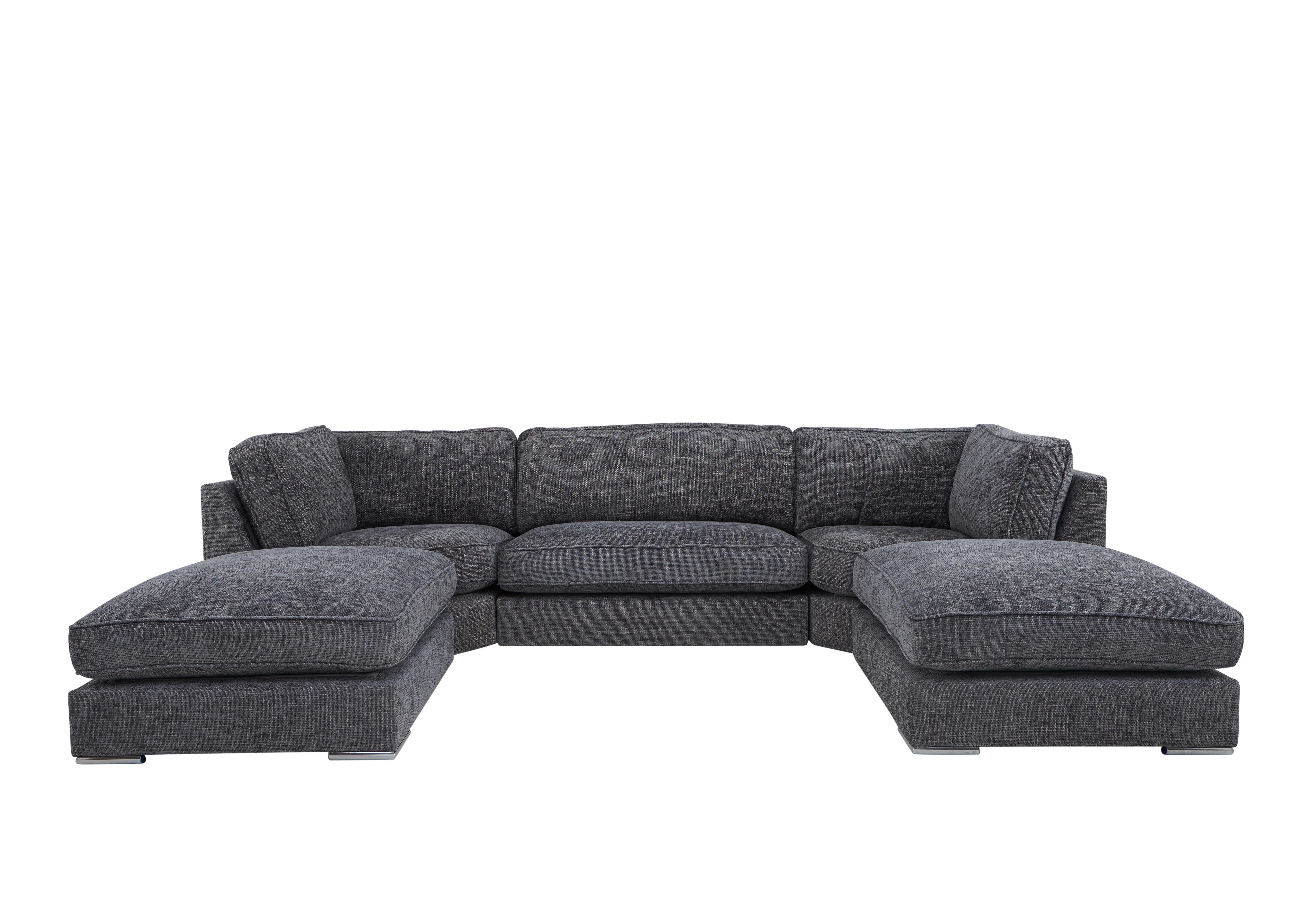 Utopia Fabric U-Shaped Corner Sofa in Hopsack Grey on Furniture Village