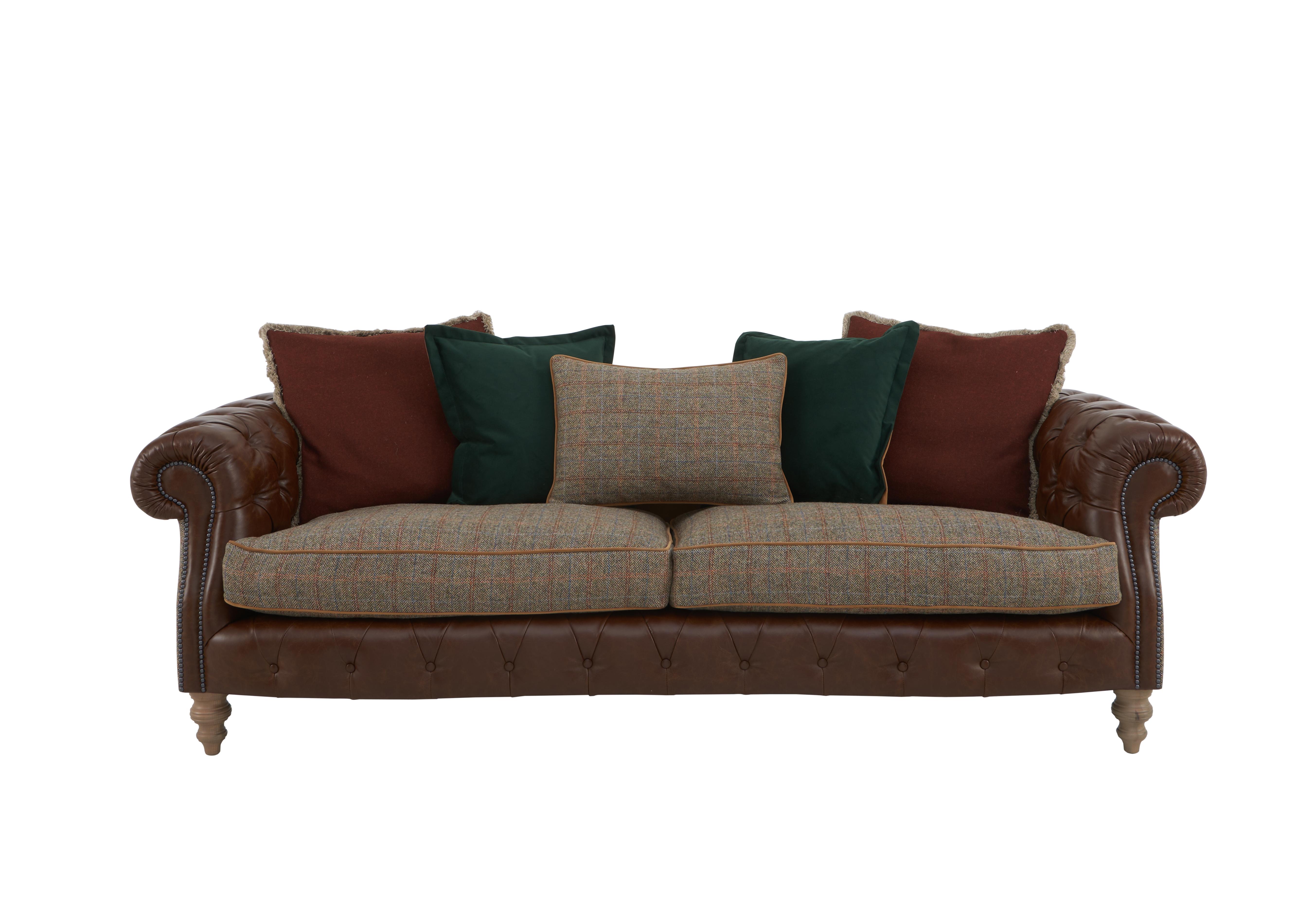 Balvenie 3 Seater Leather Scatterback Sofa in Bark Bracken Hbone Dw Ft on Furniture Village