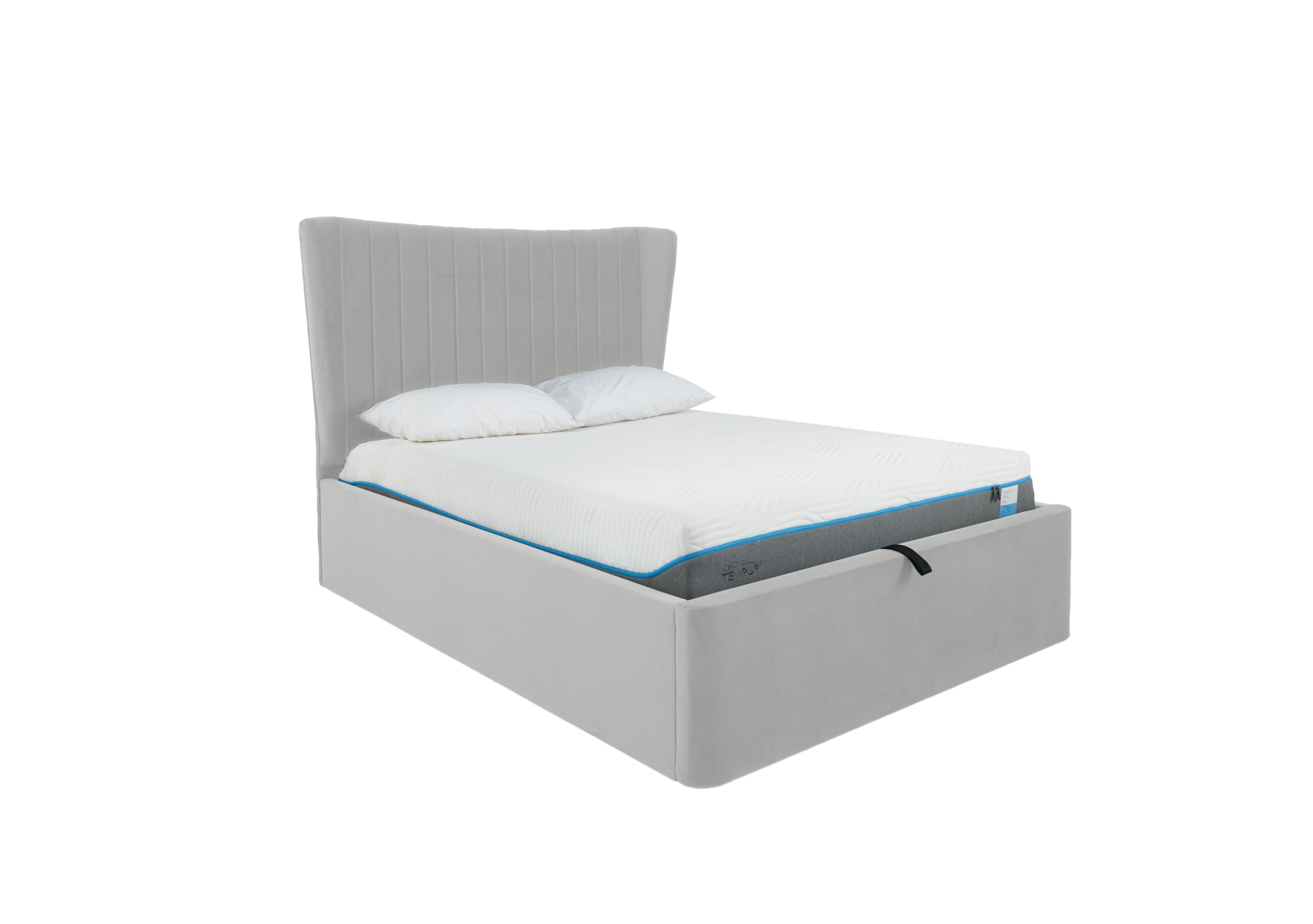 Roman Ottoman Bed Frame in Velvet Silver on Furniture Village