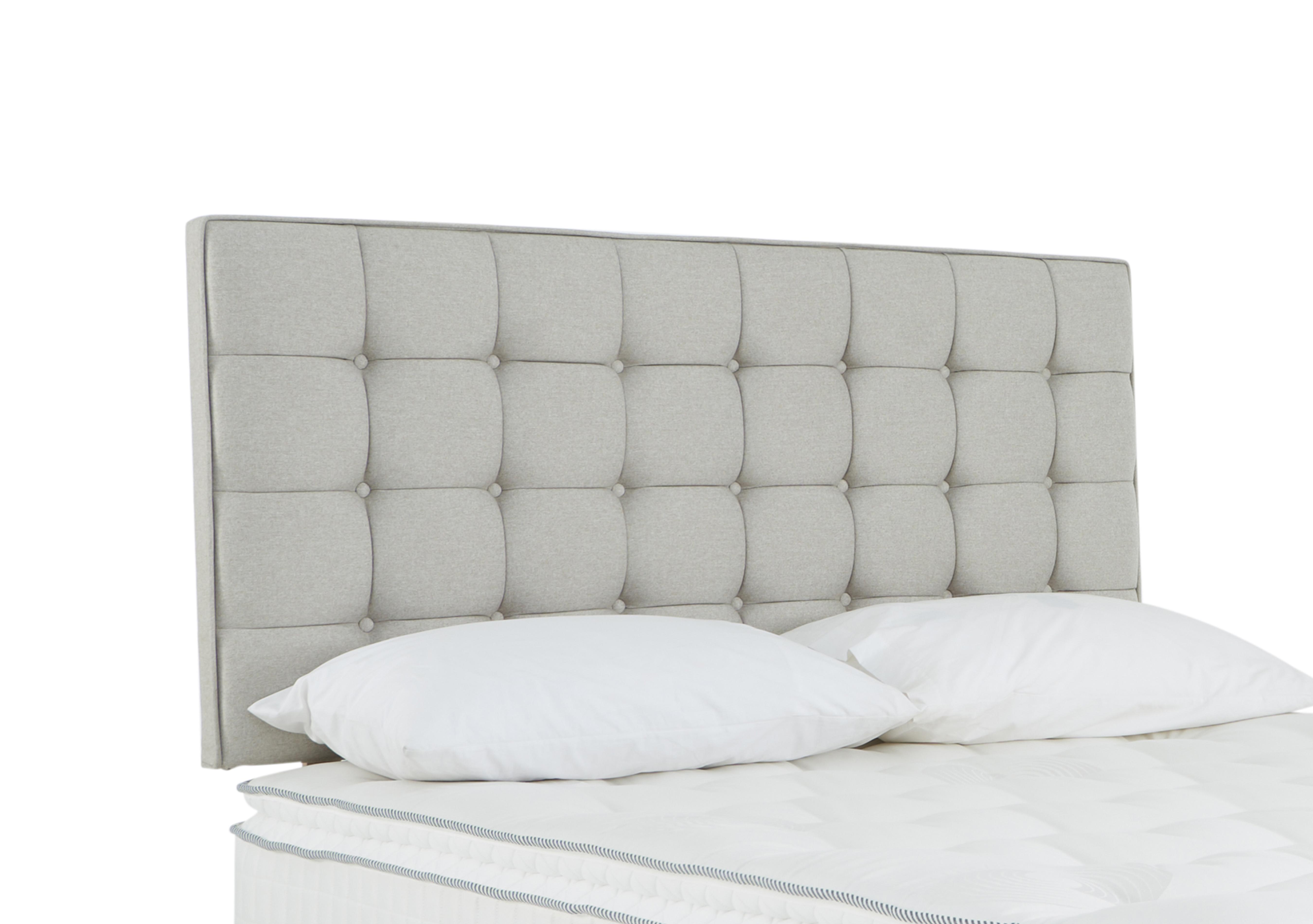 Bowmore Strutted Headboard in Tweed 805 Stone on Furniture Village