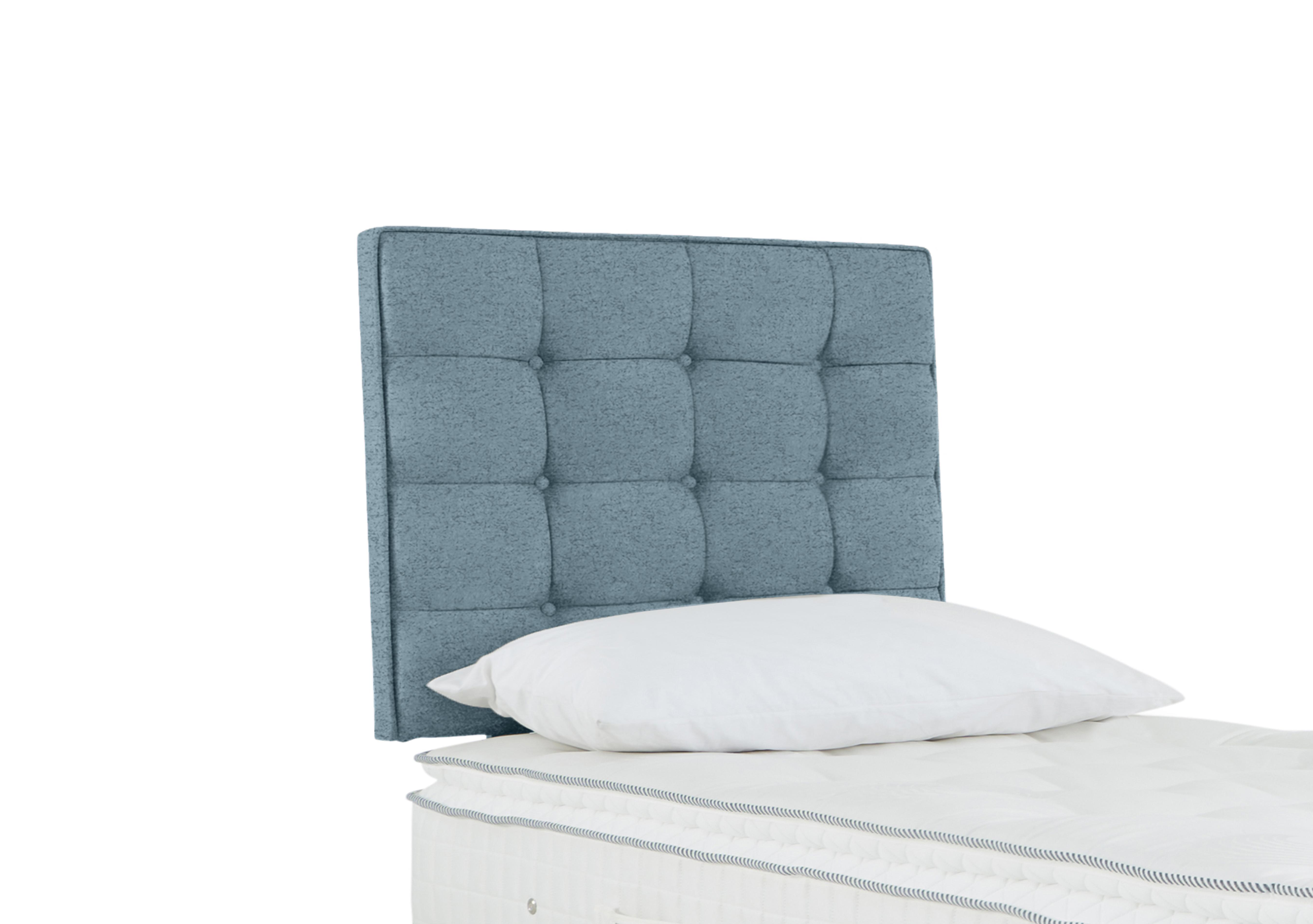 Bowmore Strutted Headboard in Weave Teal on Furniture Village
