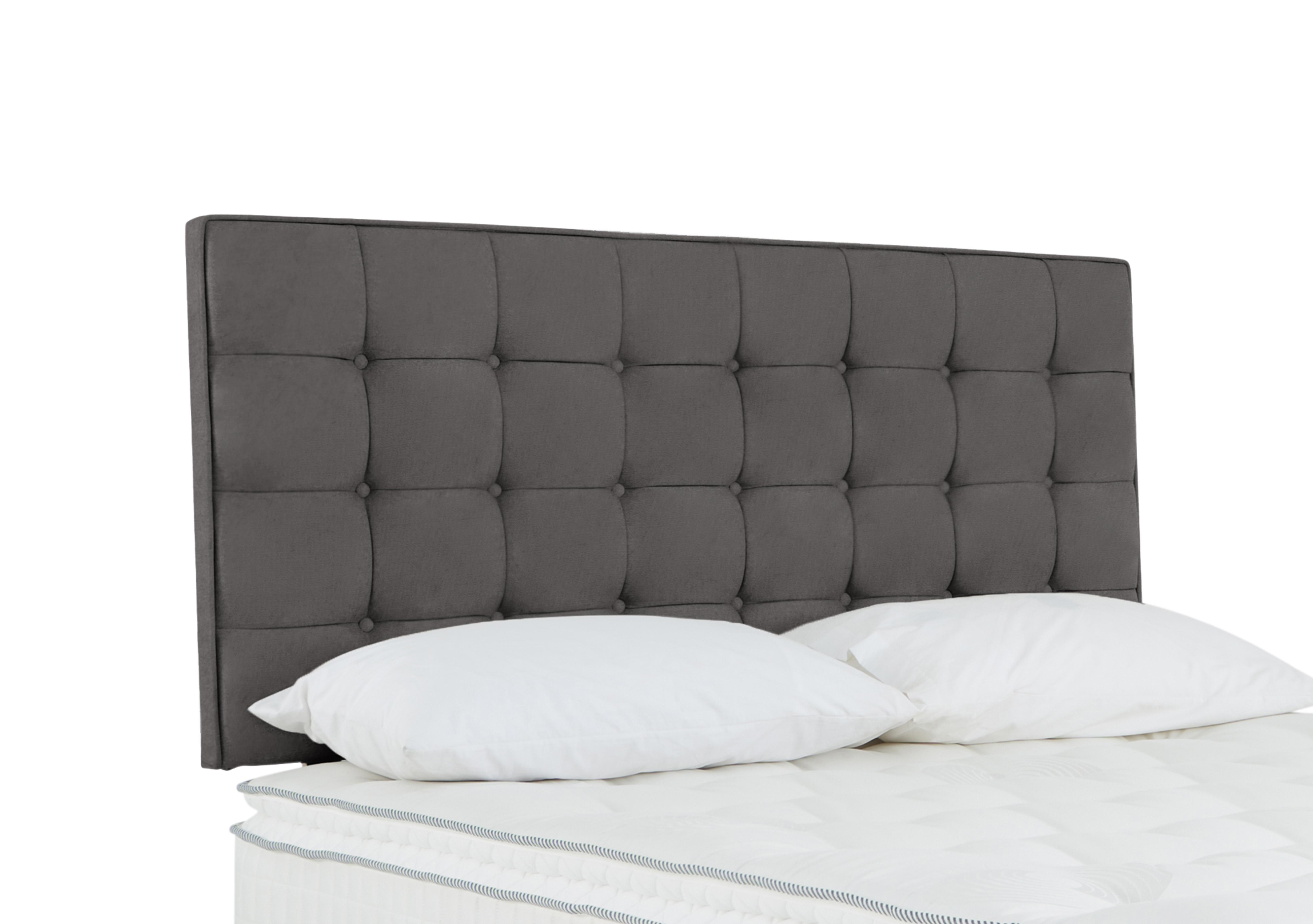 Bowmore Floor Standing Headboard in Plush Dark Grey on Furniture Village