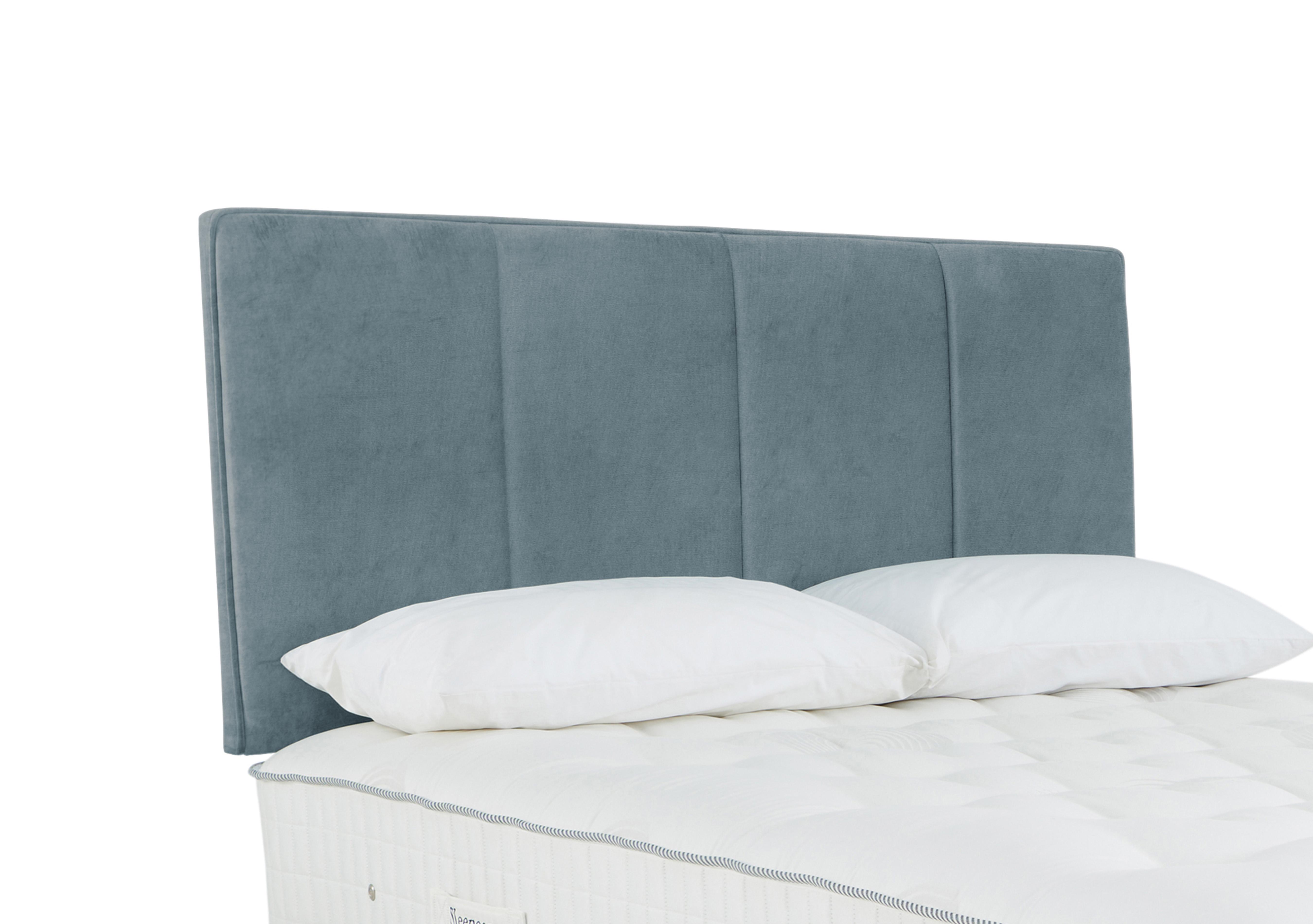 Haig Strutted Headboard in Plush Light Blue on Furniture Village