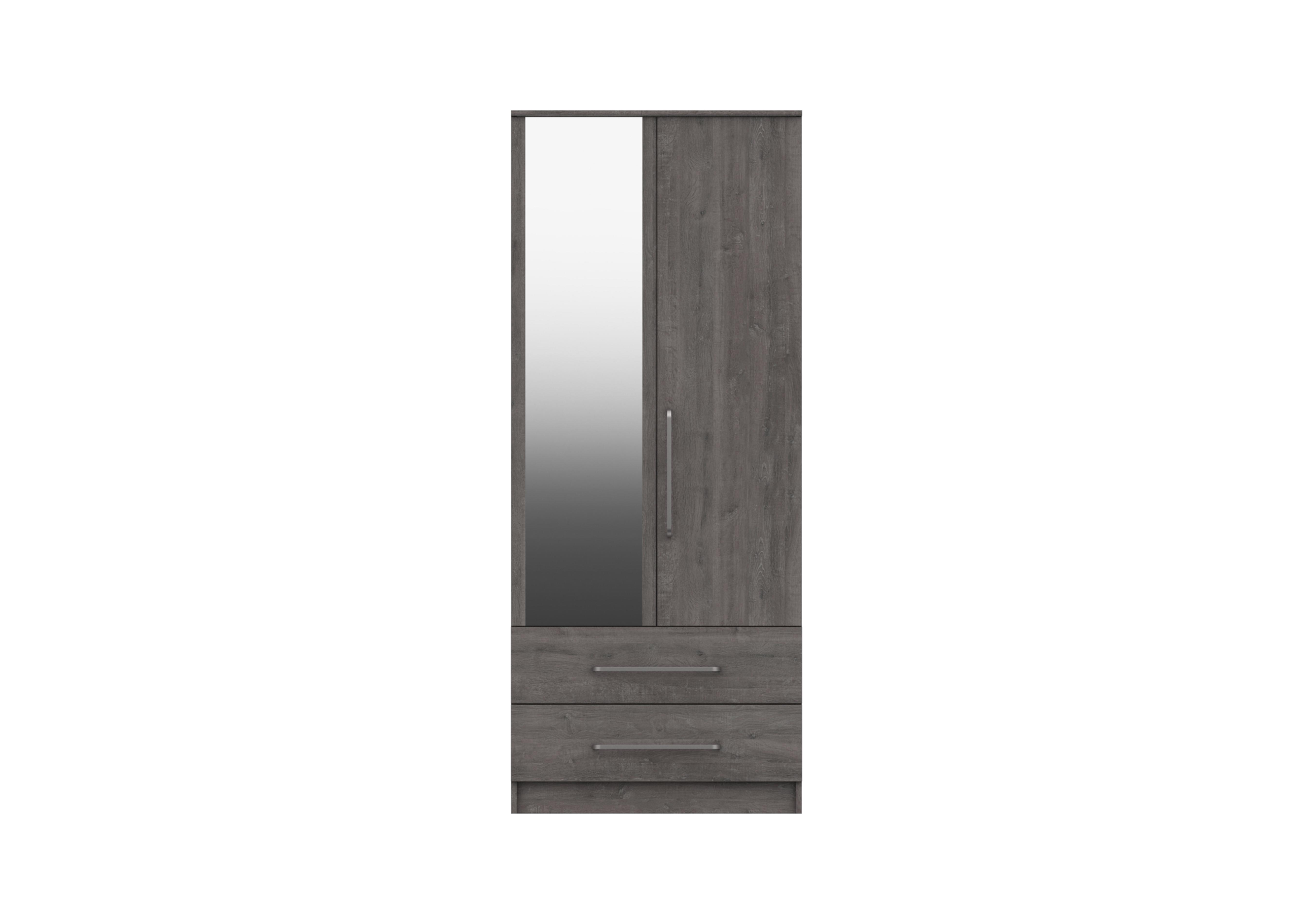 Blackfriars 2 Door 2 Drawer Wardrobe with Mirror in Dark Grey Oak on Furniture Village