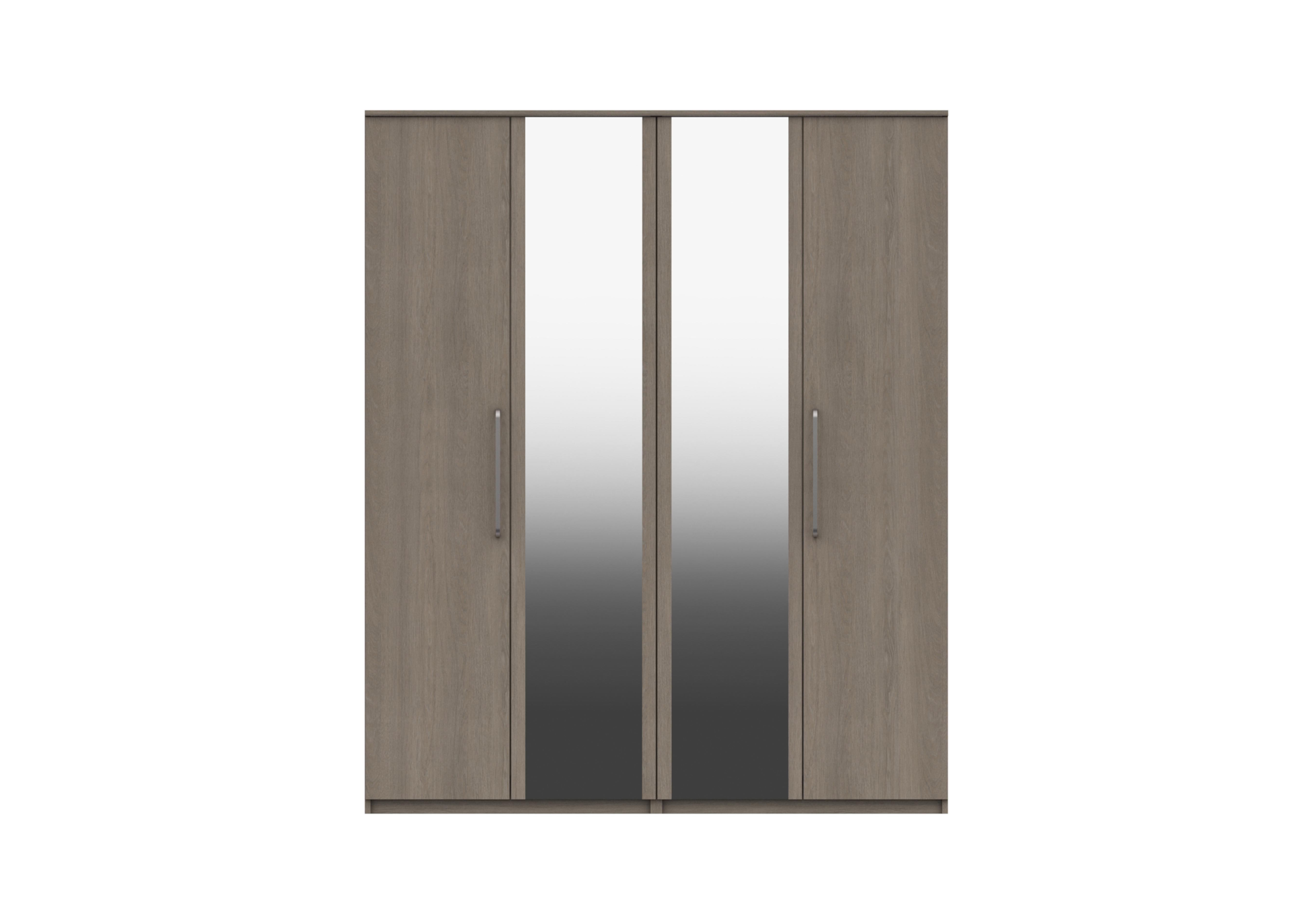 Blackfriars 4 Door Wardrobe with 2 Mirrors in Beige Grey Oak on Furniture Village