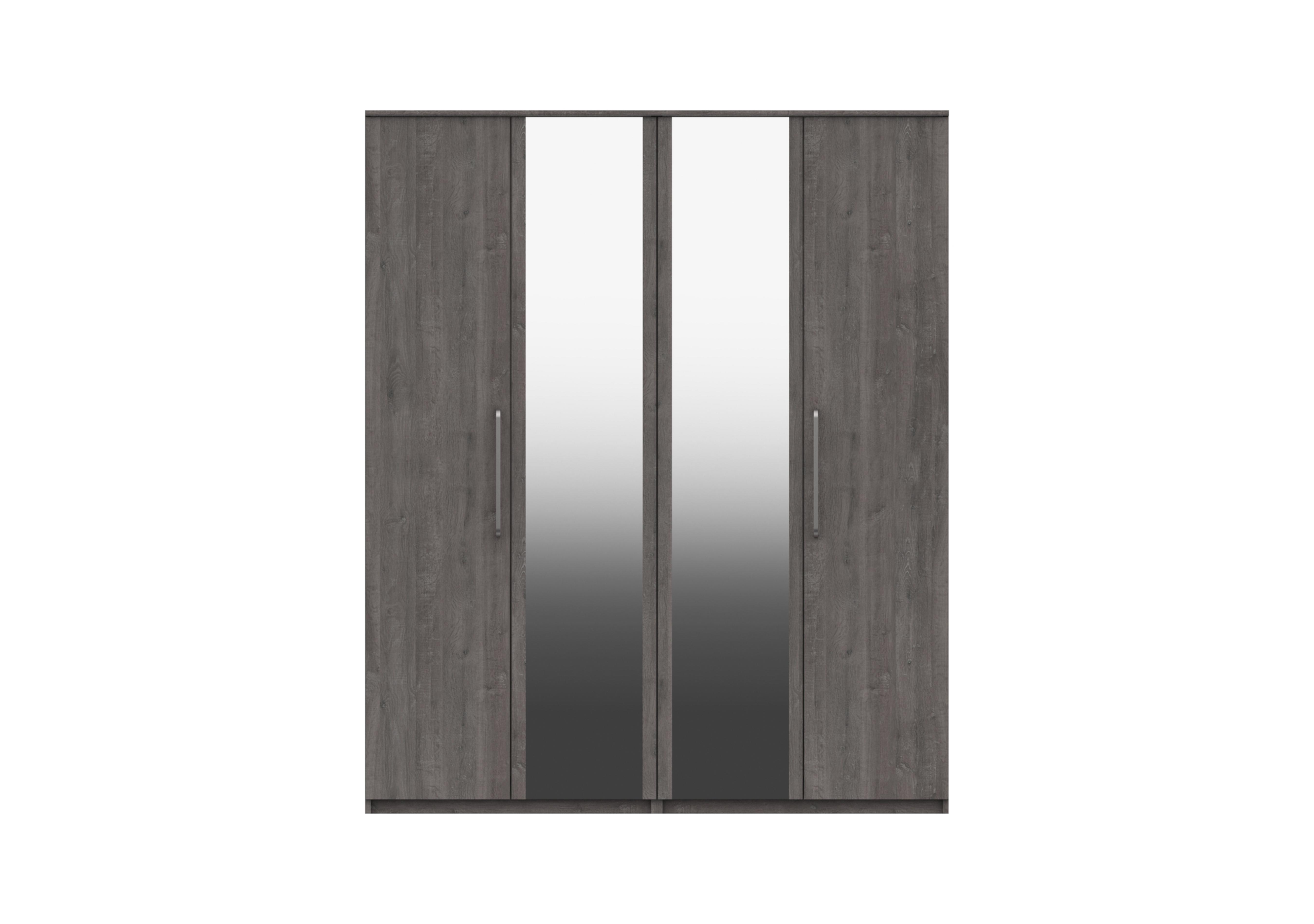 Blackfriars 4 Door Wardrobe with 2 Mirrors in Dark Grey Oak on Furniture Village
