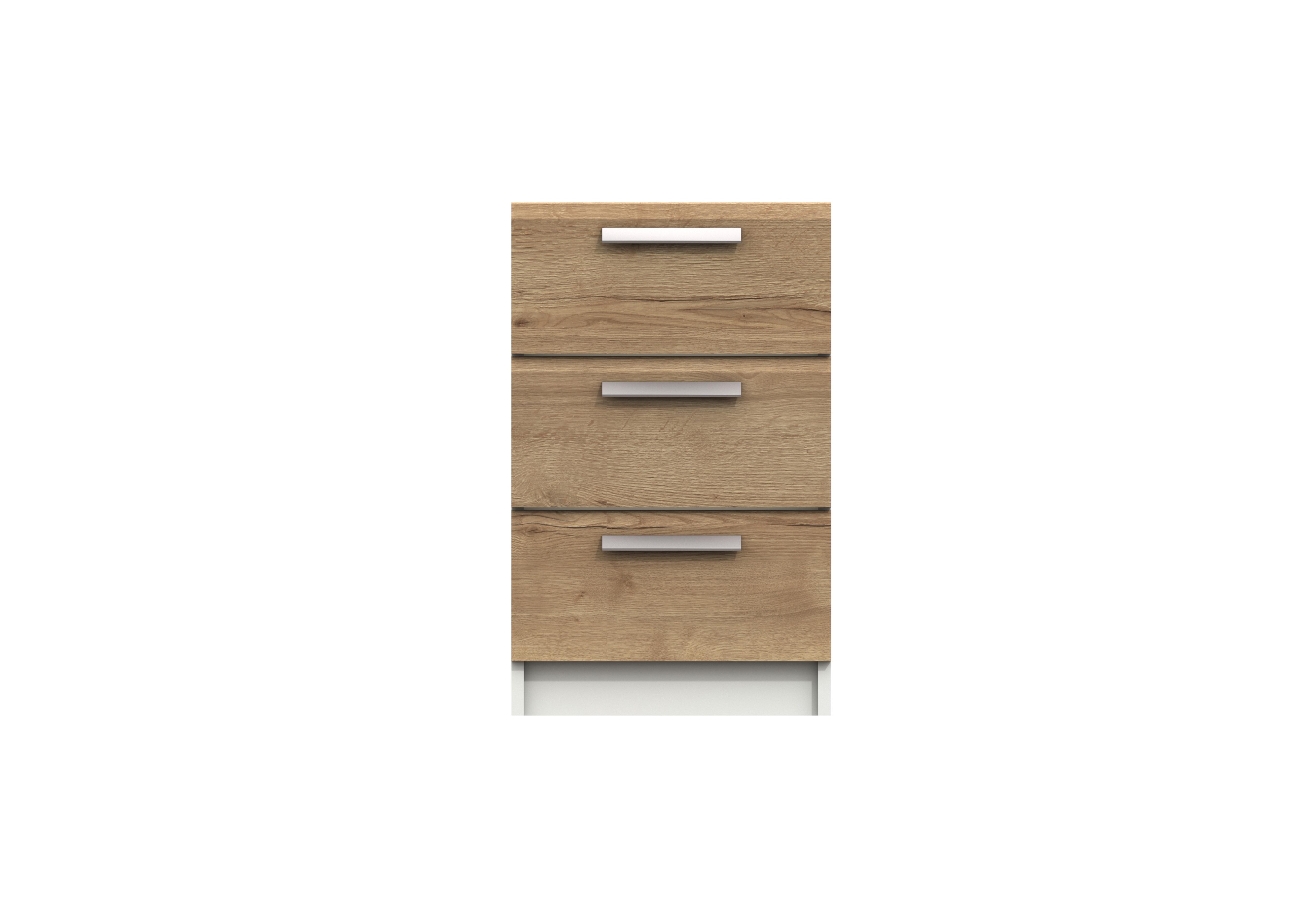 Waterloo 3 Drawer Bedside Cabinet in White & Natural Rustic Oak on Furniture Village