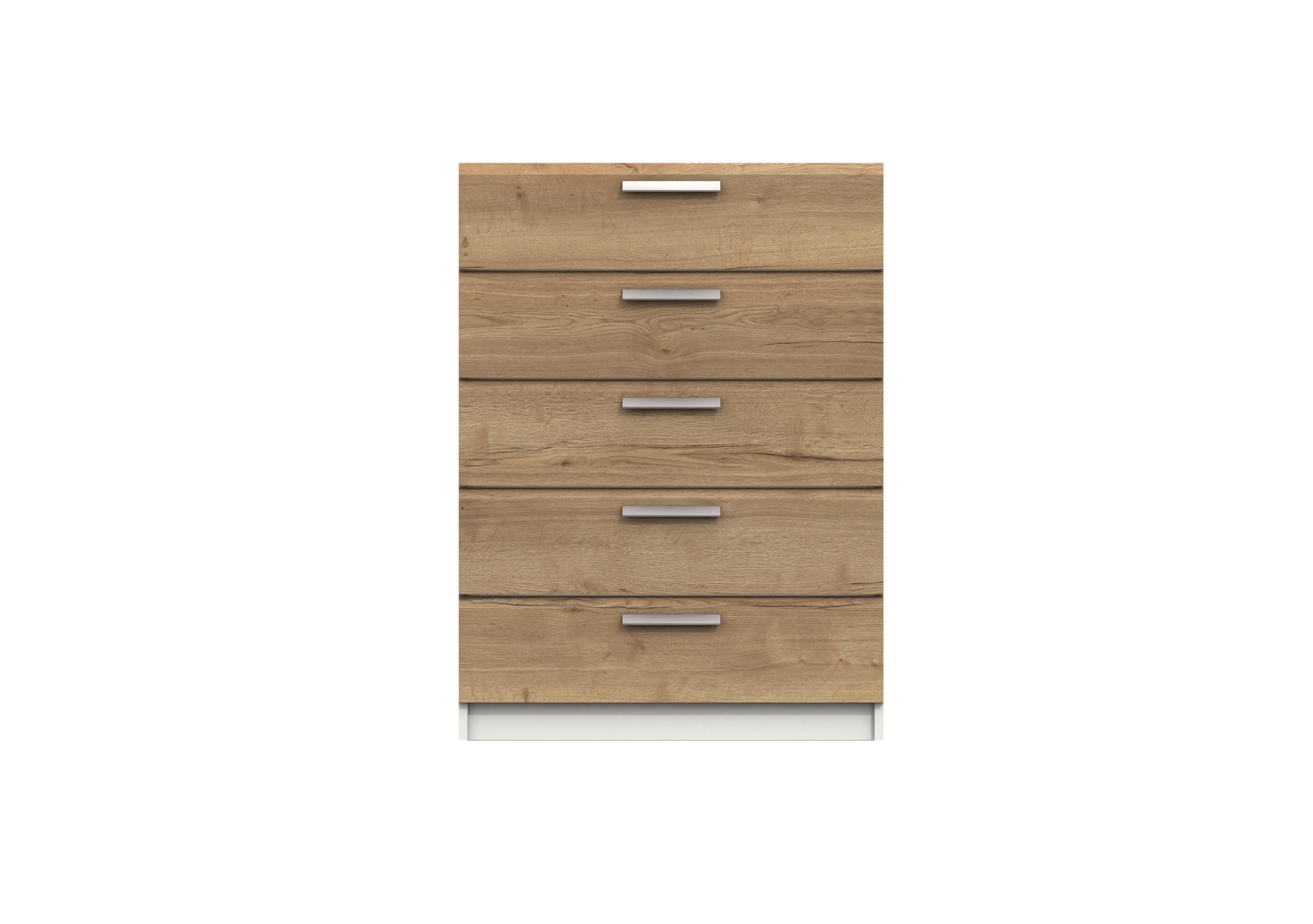Waterloo 5 Drawer Chest in White & Natural Rustic Oak on Furniture Village